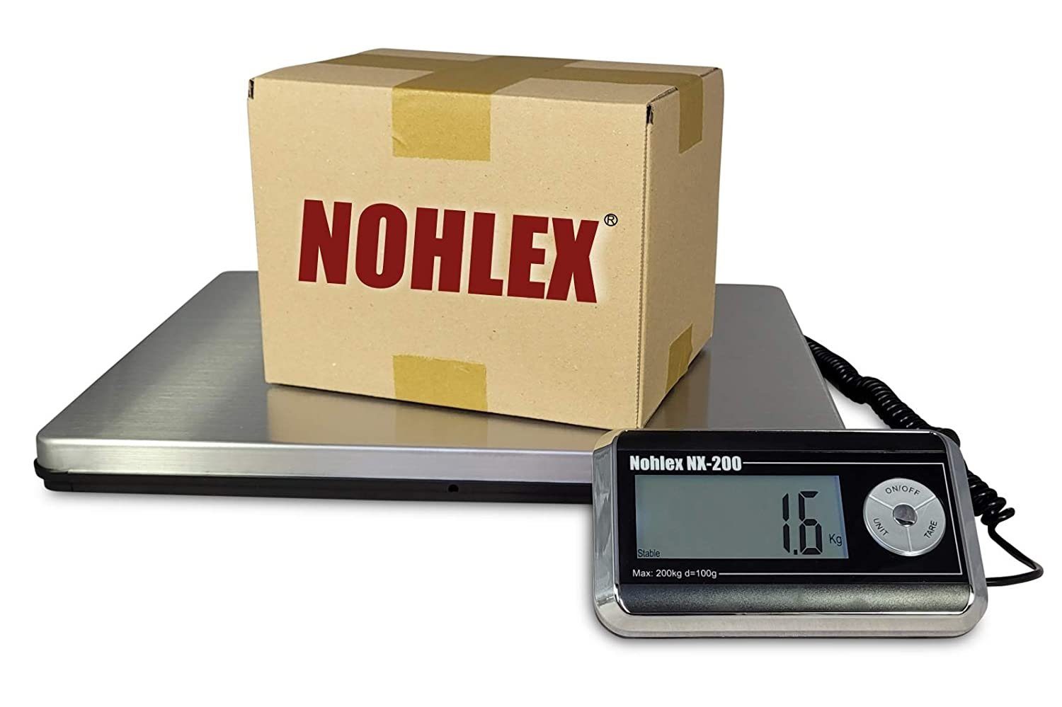 NOHLEX Personenwaage Nohlex Plattformwaage 200kg/100g Robuste Qualität Edelstahlplattform, Edelstahl Plattform