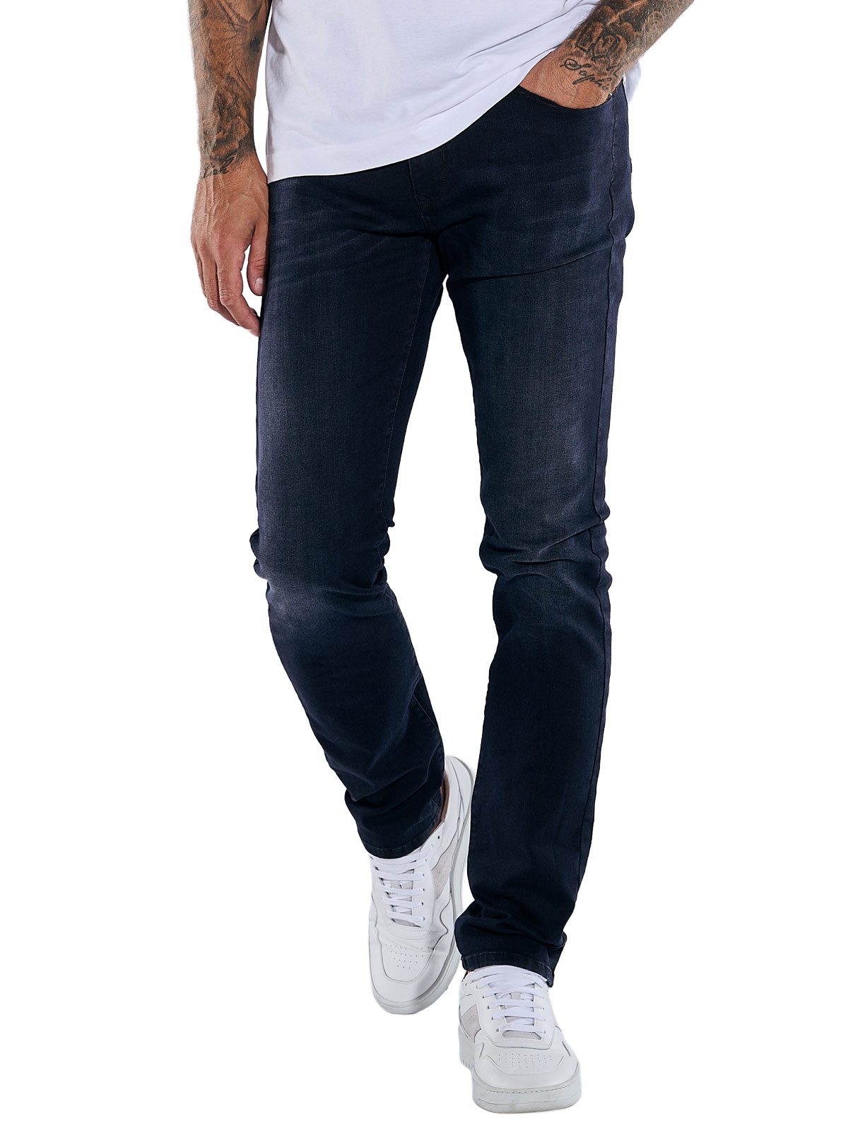 emilio adani Stretch-Jeans Herren Super Stretch Jeans indigo kurz, Indigoblau