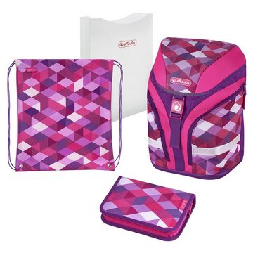 Herlitz Schulranzen Grundschulrucksack Motion Plus Pink Cubes (Stück, 1-tlg., 1 Ranzen), Grundschulranzen Ranzen