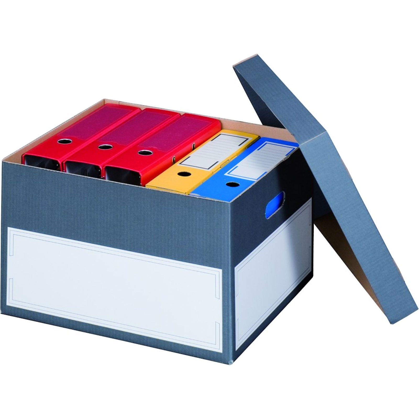 Smartbox Pro Aufbewahrungsbox (Spar-Set, 5 St., 5er-Set), Archiv-Ablageboxen  mit Deckel 440x380x290mmArchivcontainer 2-wellig Anthrazit Breite 40cm