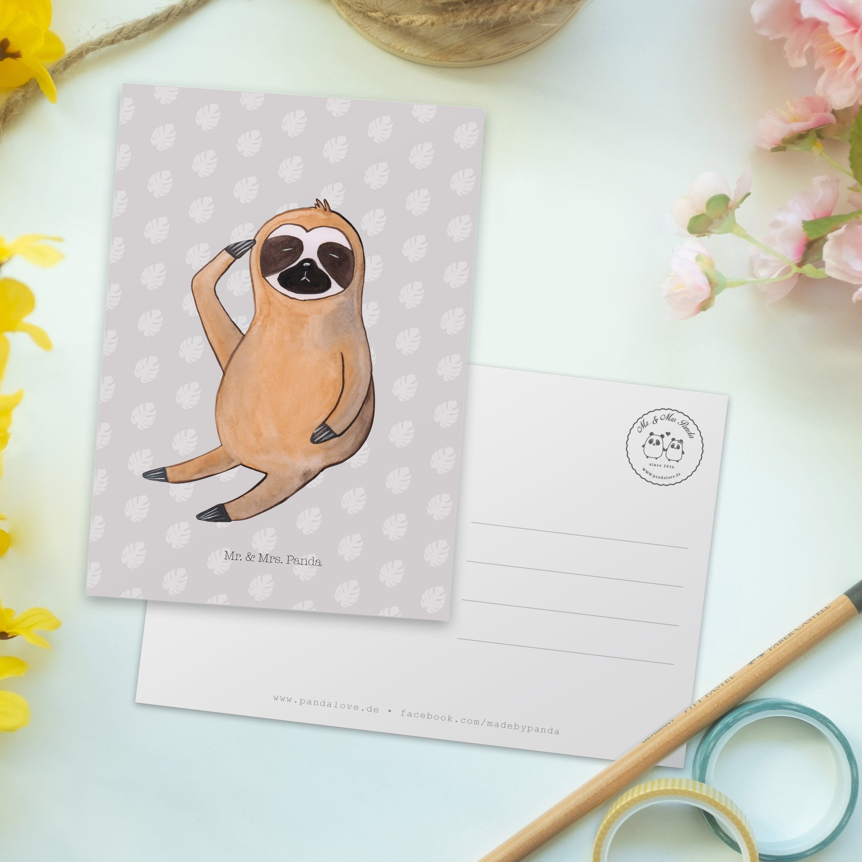 Mrs. Geburtstagskarte, Panda Vogel zeigen & Mr. Postkarte Faultier Pastell Geschenk, - - Grau Fr