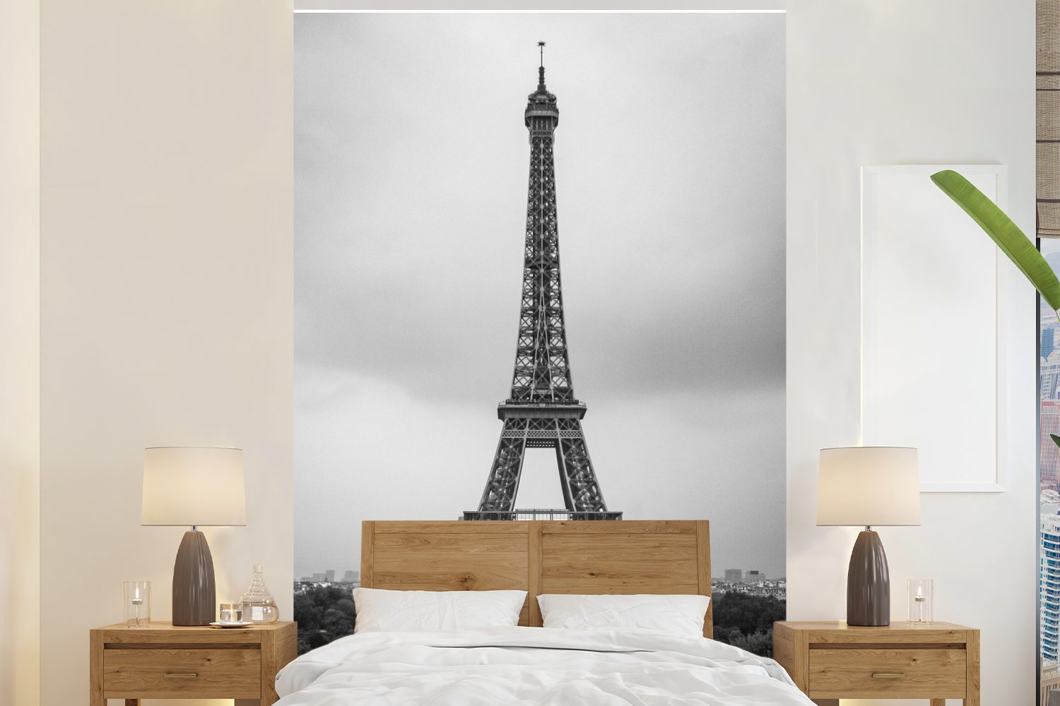 MuchoWow Fototapete Der Eiffelturm, Matt, bedruckt, (3 St), Montagefertig Vinyl Tapete für Wohnzimmer, Wandtapete