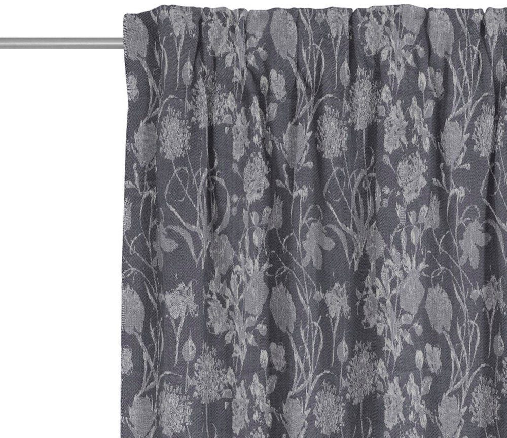 St), blickdicht, aus nachhaltig Bio-Baumwolle Cuvée dunkelblau Flower Jacquard, Multifunktionsband light, Vorhang (1 Adam,