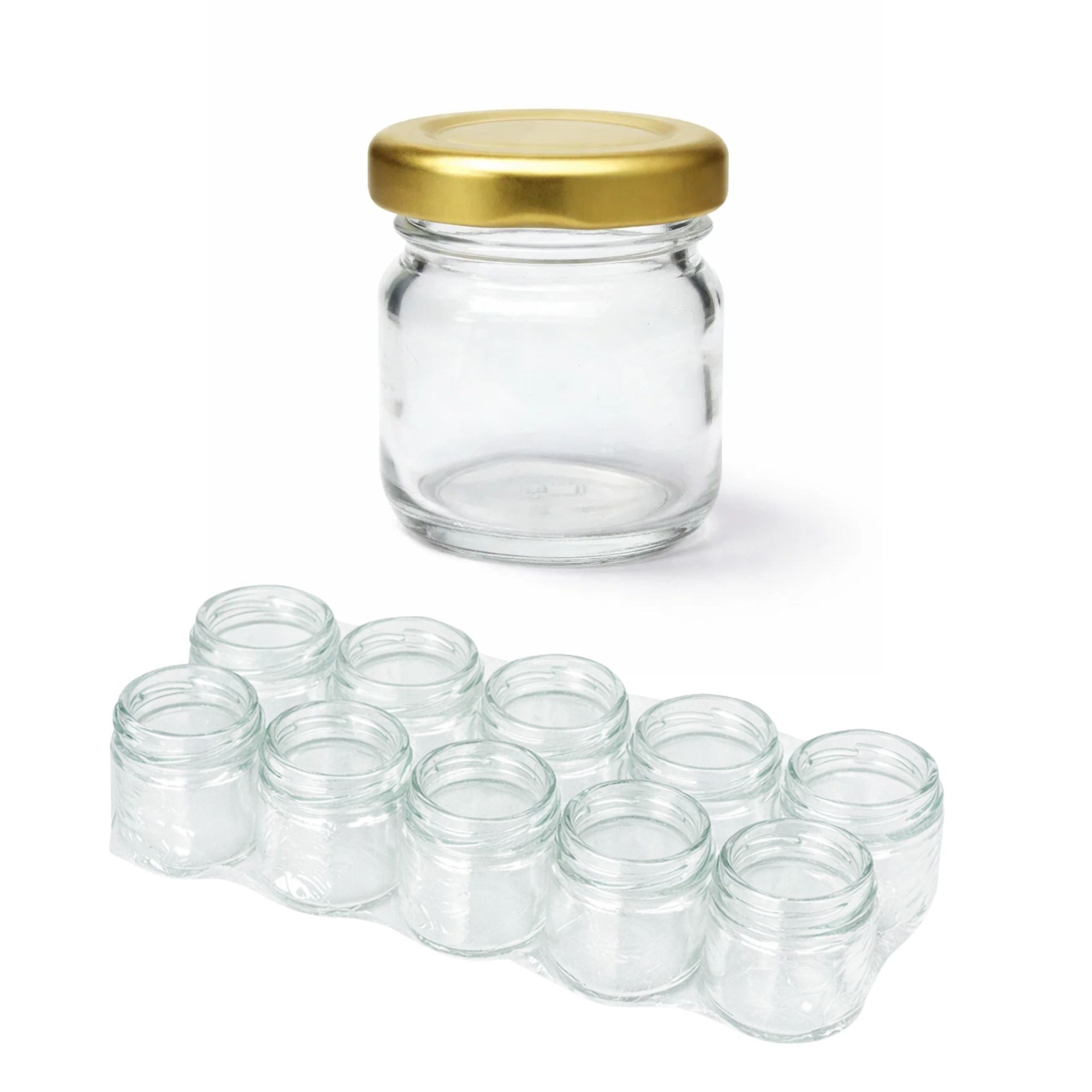 mikken Einmachglas 10 Mini-Einmachgläser 40 ml mit Schraubdeckel Mini Gläser, (Spar-Set, Spar-Set), luftdicht, zum pasteurisieren, Einweckglas, Sturzglas