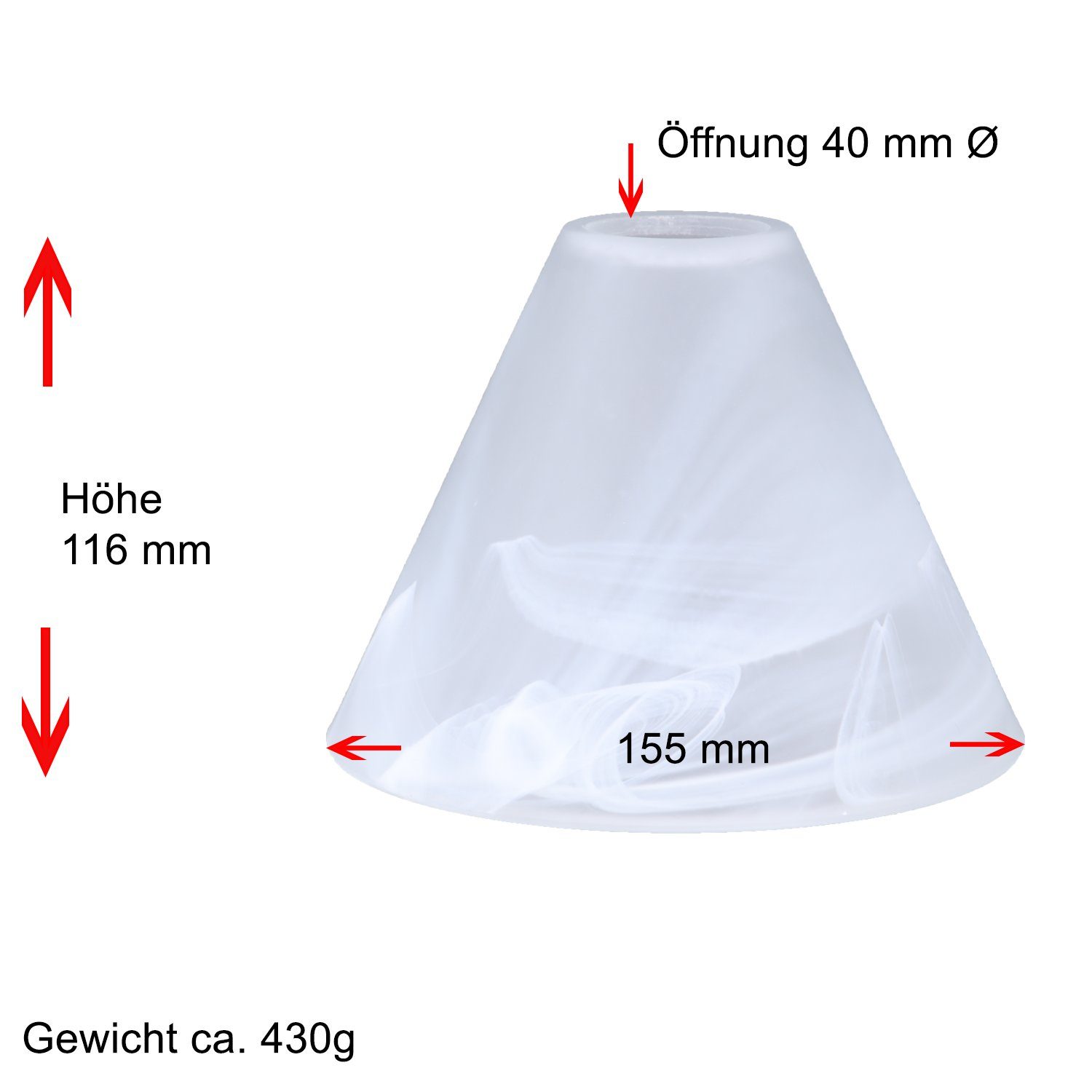 Home4Living Lampenschirm Alabasterglas weiß Ø 155mm Ersatzglas LampenglasE27, Dekorativ