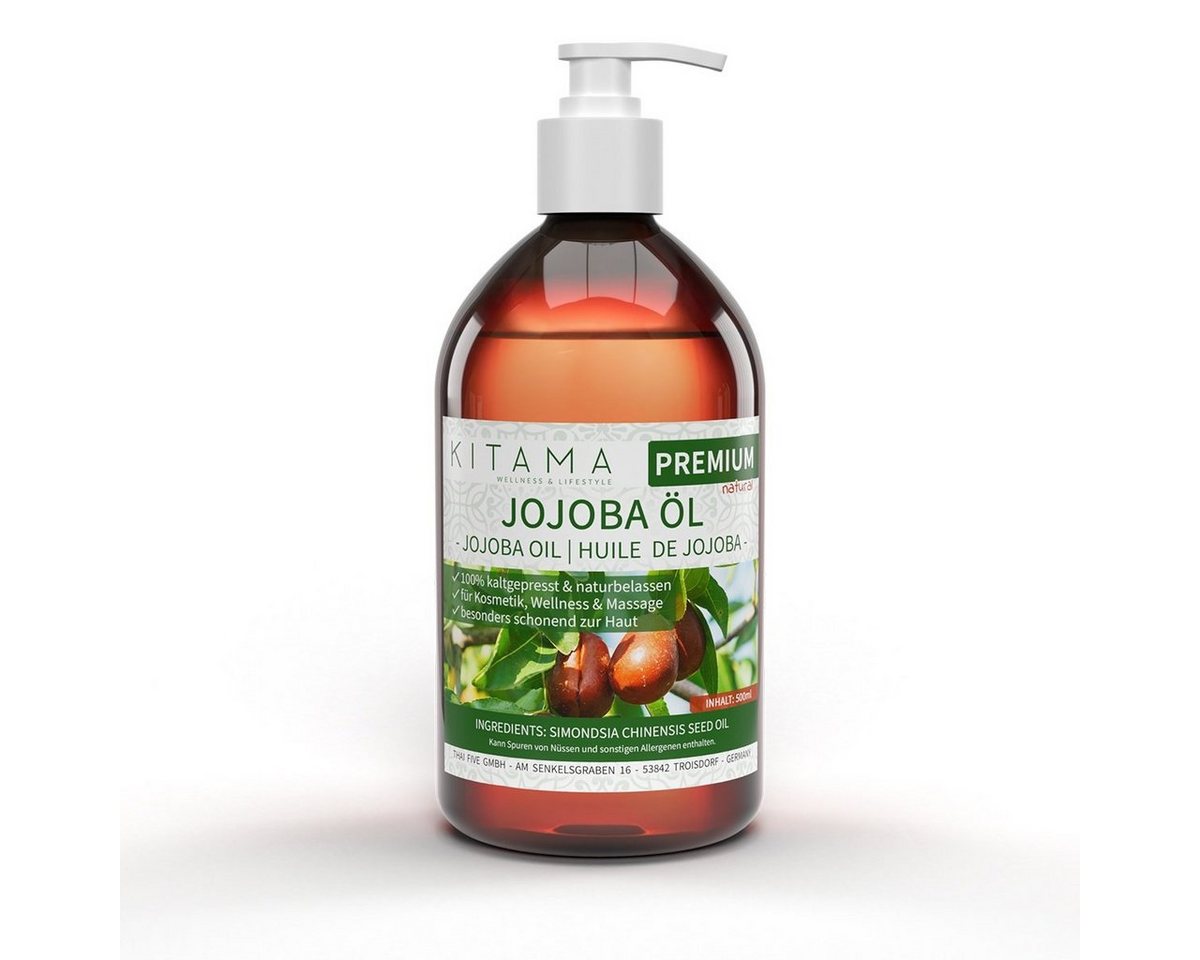 Kitama Körperöl Jojobaöl kaltgepresst naturbelassen - sanftes Baby-Öl Pflege-Öl 500ml, Pflege-Öl