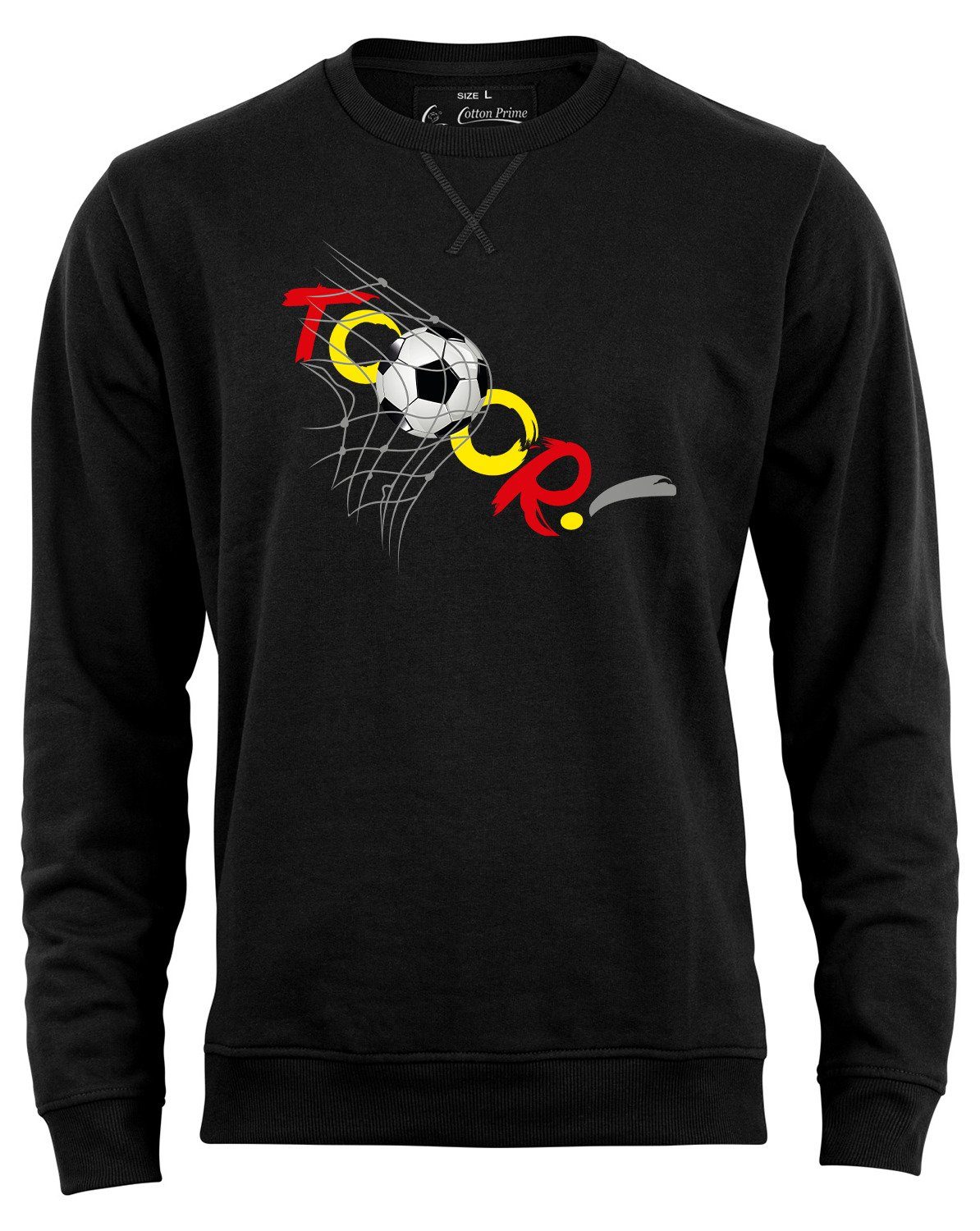 Prime® Cotton Sweatshirt mit Fußball weichem Schwarz Innenfleece Goal