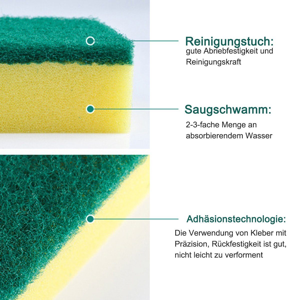 Spülschwamm Küche, Waschbar Kratzfreier Reinigungsbürste Bad gelb-grün2 Jormftte für