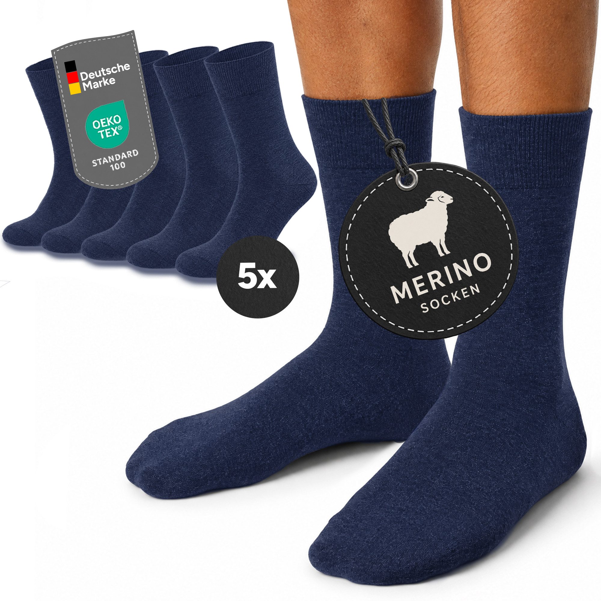 GAWILO Businesssocken für Herren aus 64% Schurwolle - Klimaregulierende Merino Socken (5 Paar) Socken aus Merino Wolle kühlen im Sommer und wärmen im Winter