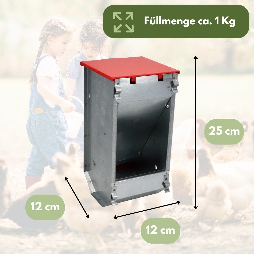 GarPet Futterautomat Futterautomat Hühner Verzinkt Futterspender Kaninchen Metallfuttertrog