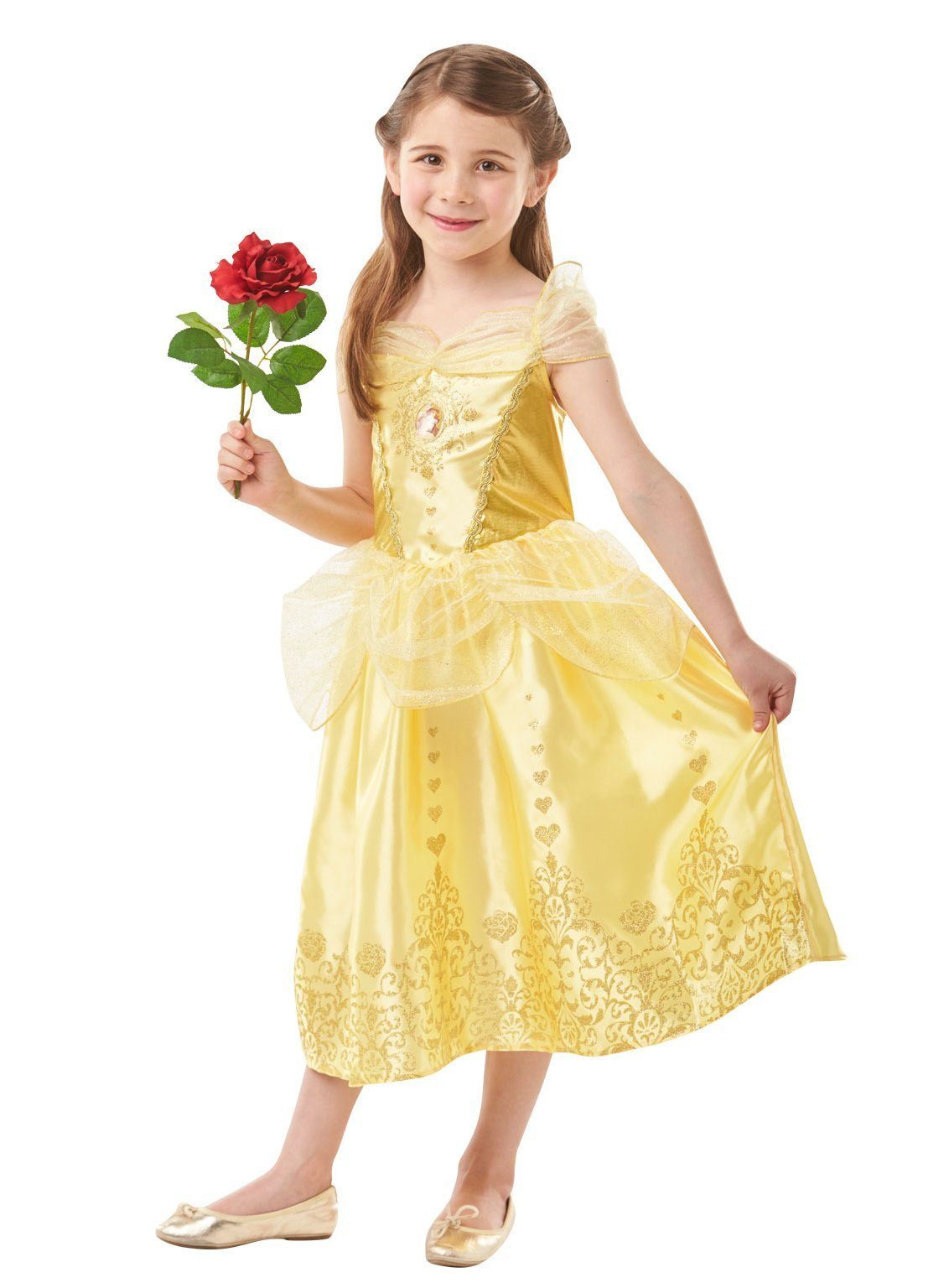 Rubie´s Kostüm Disney Prinzessin Belle Glitzer Kinderkostüm, Werde zur Disney Princess mit jeder Menge Glitter!
