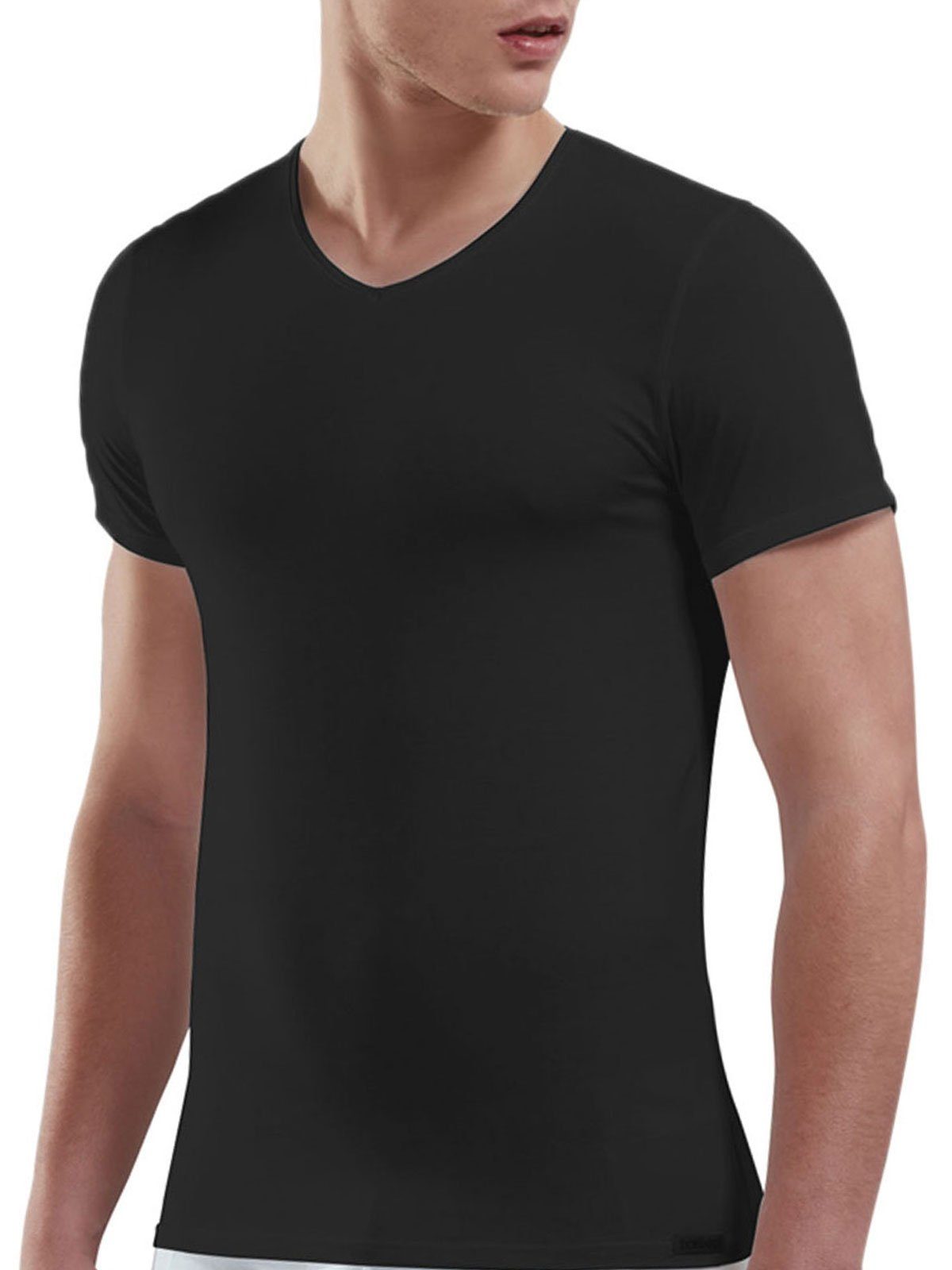 Doreanse Underwear V-Shirt Modal Herren Business Unterhemden, V-Neck T-Shirt DA2855 Schwarz