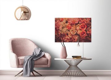 A.S. Création Leinwandbild Flower Wall, Blumen (1 St), Romantische Rosen Rosenbild Keilrahmen