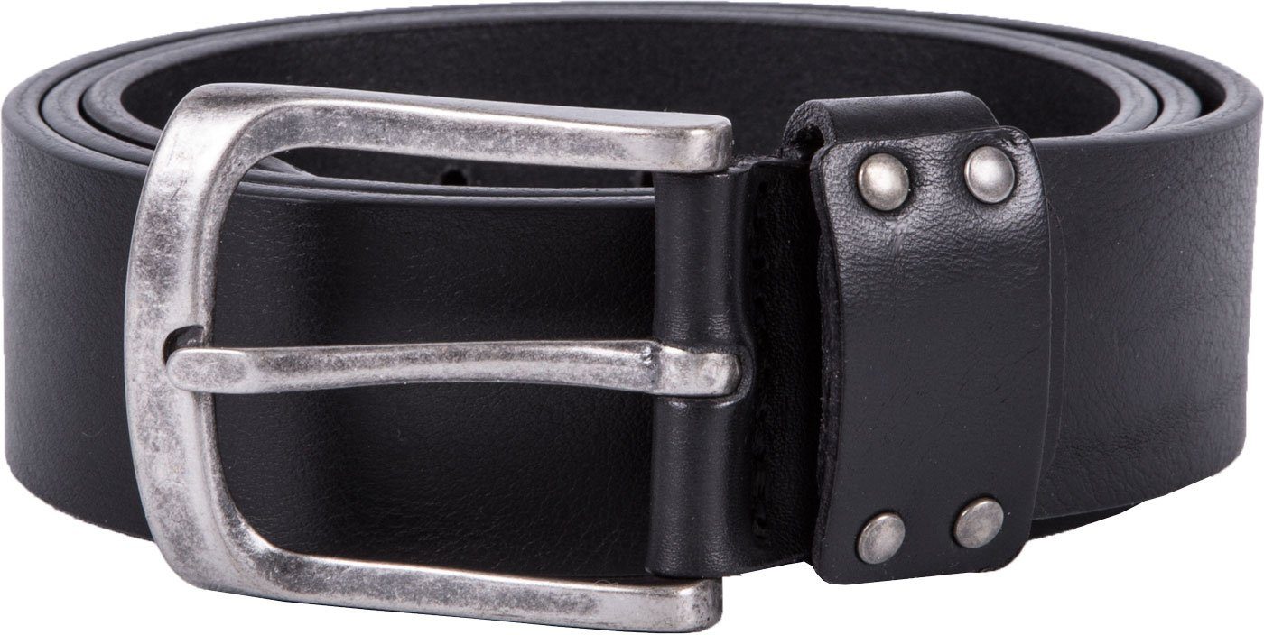 2Stoned Ledergürtel Hosengürtel aus Büffelleder mit Dornschließe für Damen und Herren im klassischen Design Schwarz