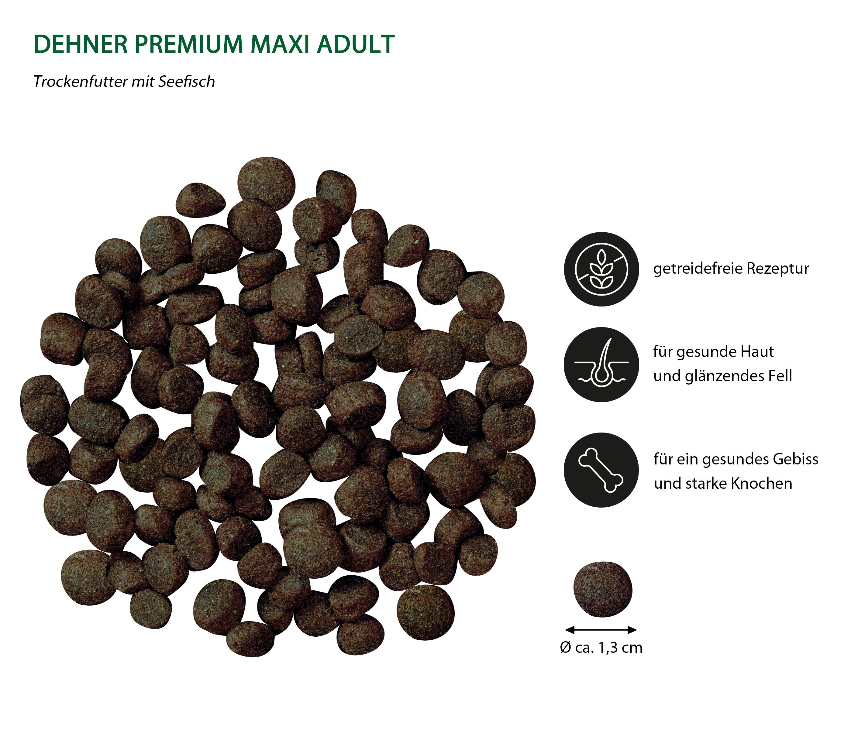 Dehner Premium Maxi Adult Fisch / Lamm / Kartoffel, 4kg / 8kg, getreidefrei Seefisch, Trockenfutter für: Hunde, Trockenfutter für ausgewachsene Hunde großer Rassen