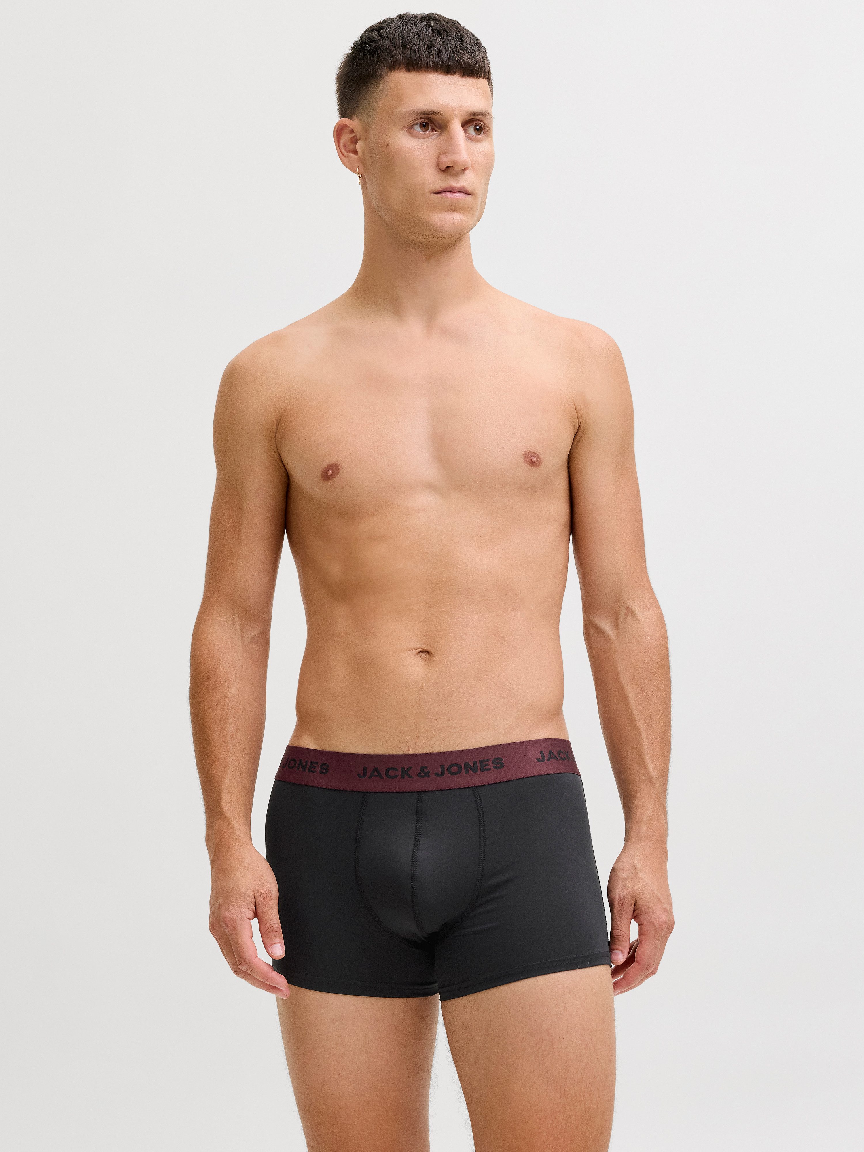 Jack & Jones Trunk JACFLOWER aus Microfaserqualität und schnelltrocknendem Material (Packung, 3-St) unifarben mit Farbeinsatz, modisch, eng anliegend, Microfaser