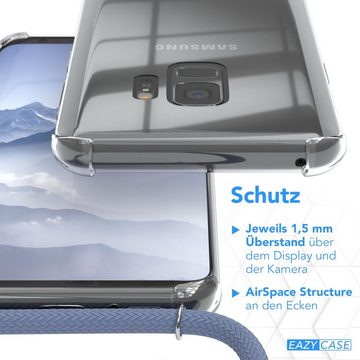 EAZY CASE Handykette Kette Clips Schwarz für Samsung Galaxy S9 5,8 Zoll, Silikonhülle Transparent Handyhülle mit Kordel Kette zum Umhängen Blau