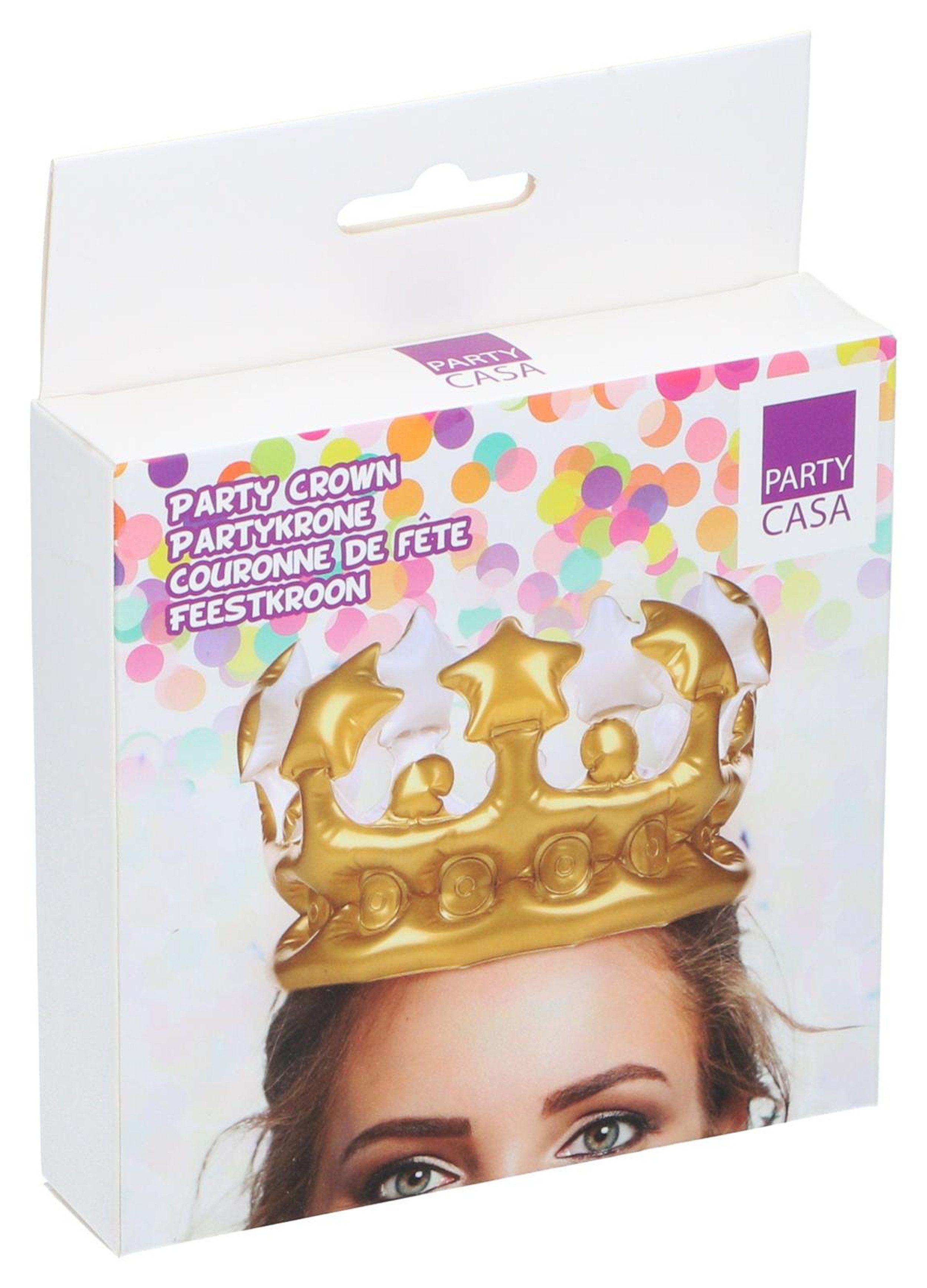 EDCO Partyanzug PARTYKRONE aufblasbar Gold Königskrone Geburtstag Spaßkrone 16, Party Krone Fasching Karneval Crown