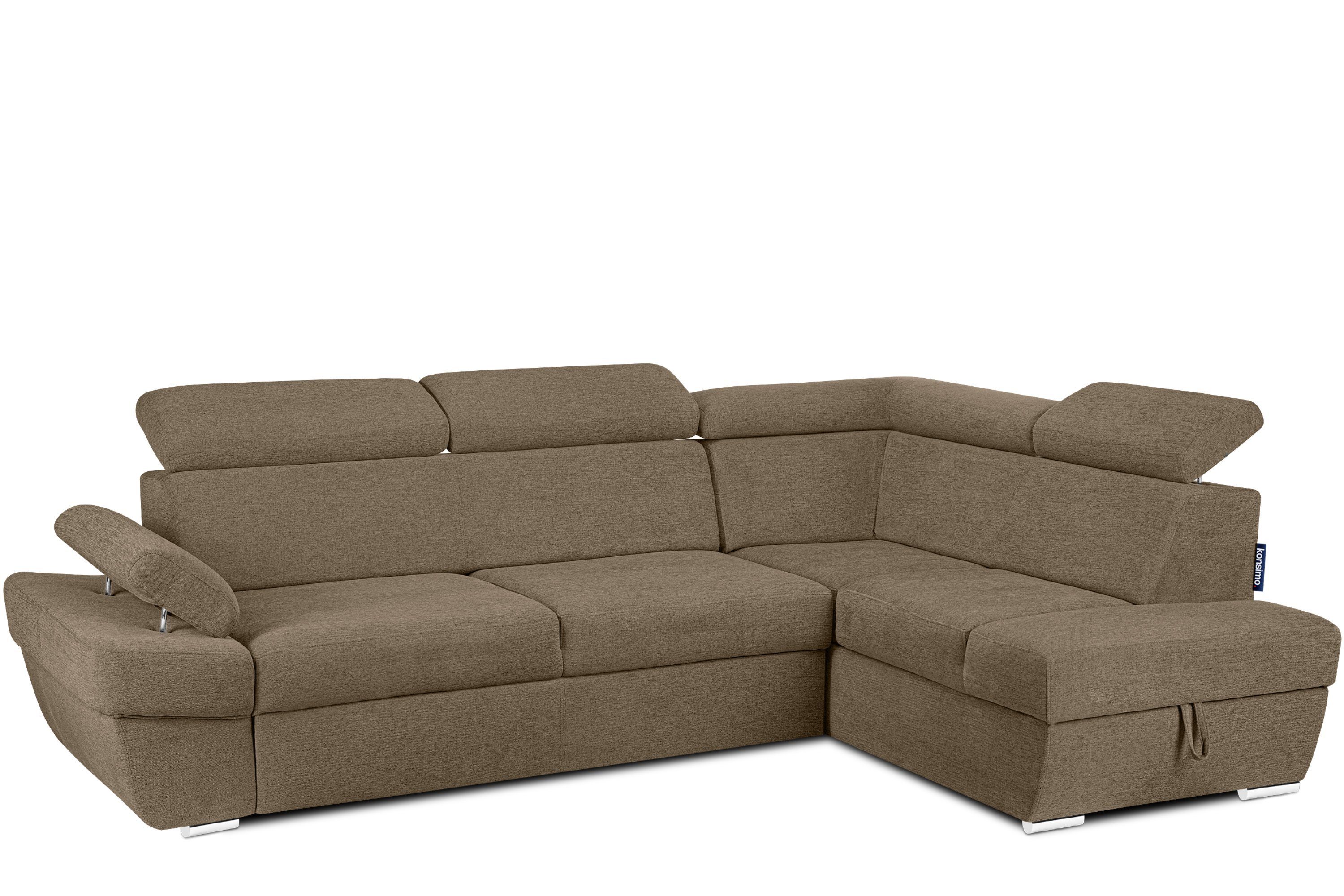 KONSIMO® Ecksofa RATLO Ecksofa, mit Bettfunktion und Bettkasten,verstellbare Armlehne/Kopfstütze