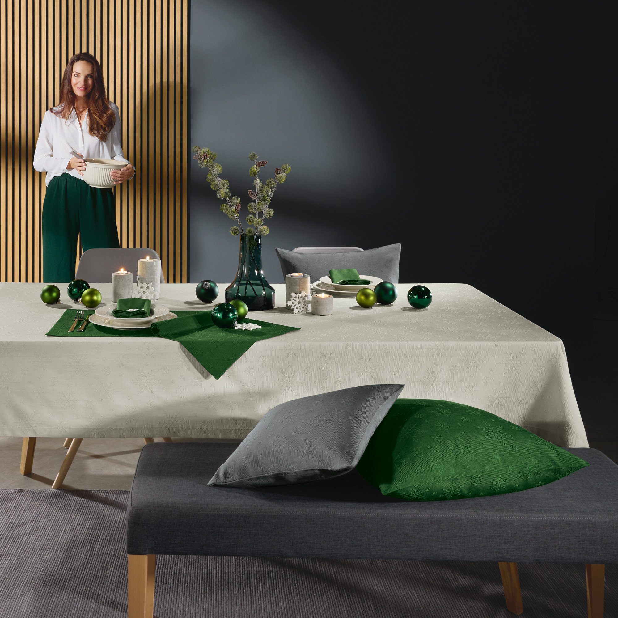 REDBEST Tischdecke Tischdecke "Snowflake", bügelleicht Uni günstig online kaufen