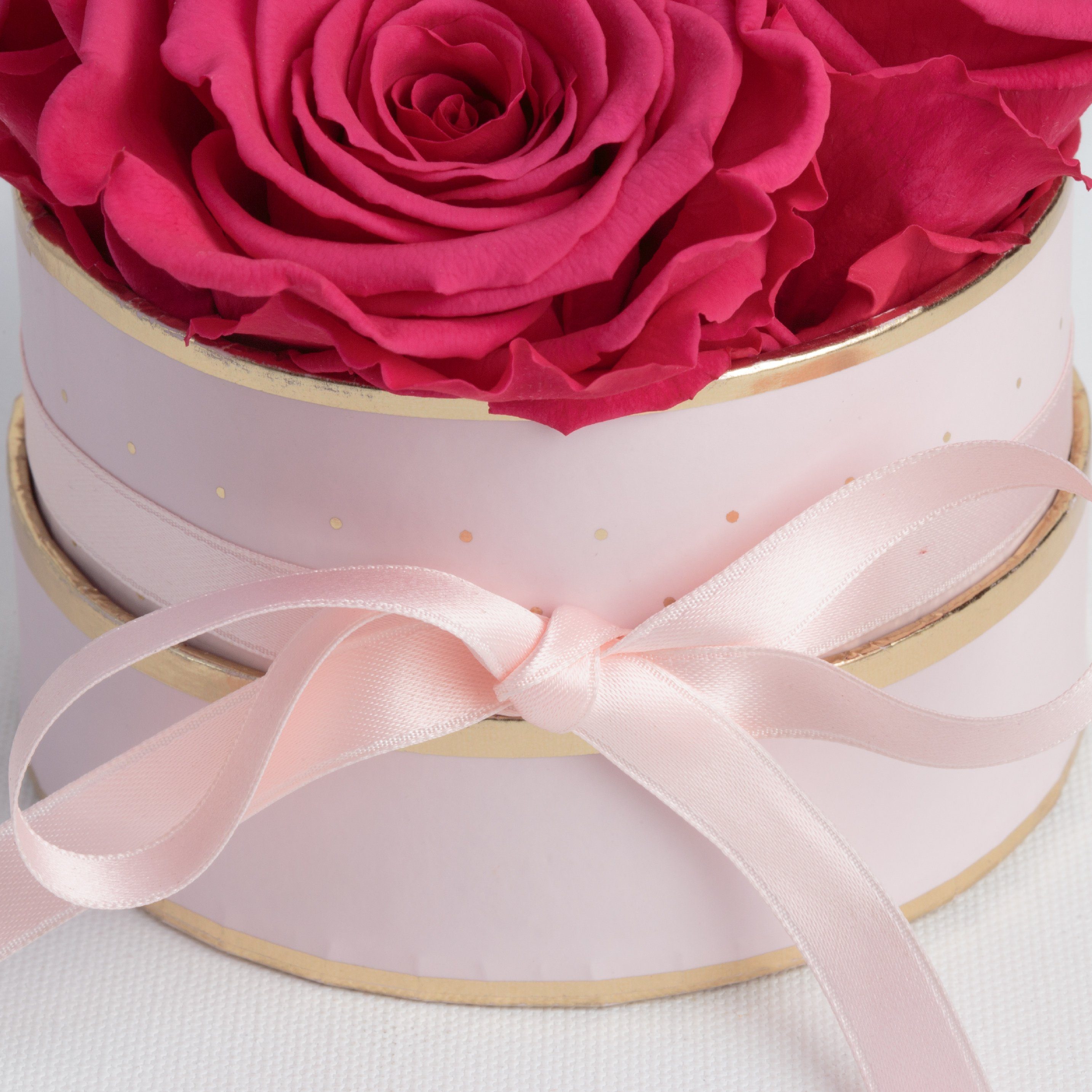 Rose, Höhe konservierte Rosen Heidelberg, konservierte SCHULZ für echte rund Infinity Frauen 10 Rosenbox 4 Kunstblume cm, Pink Geschenk Rosen ROSEMARIE rosa