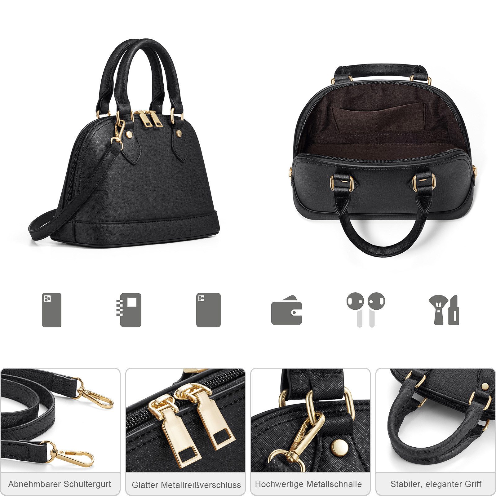 OKWISH Henkeltasche Umhängetasche Handtasche Tragetasche Aktentasche Tasche (Schultertasche Arbeitstasche Messenger-Tasche Top Griff Schultergurt, 4-tlg., Bürotasche, Ledertasche, Unitasche, Freizeittasche), für Frau Frauen Jungen Freizeit Business Schule Büro Reisen usw