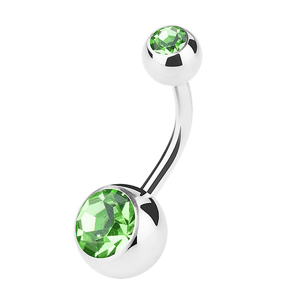 Taffstyle Bauchnabelpiercing Banane Piercing Bauchpiercing Stecker Gebogen Doppel Kristall, Piercing Banane Chirurgenstahl Stecker Gebogen Doppel Kristall Kugel