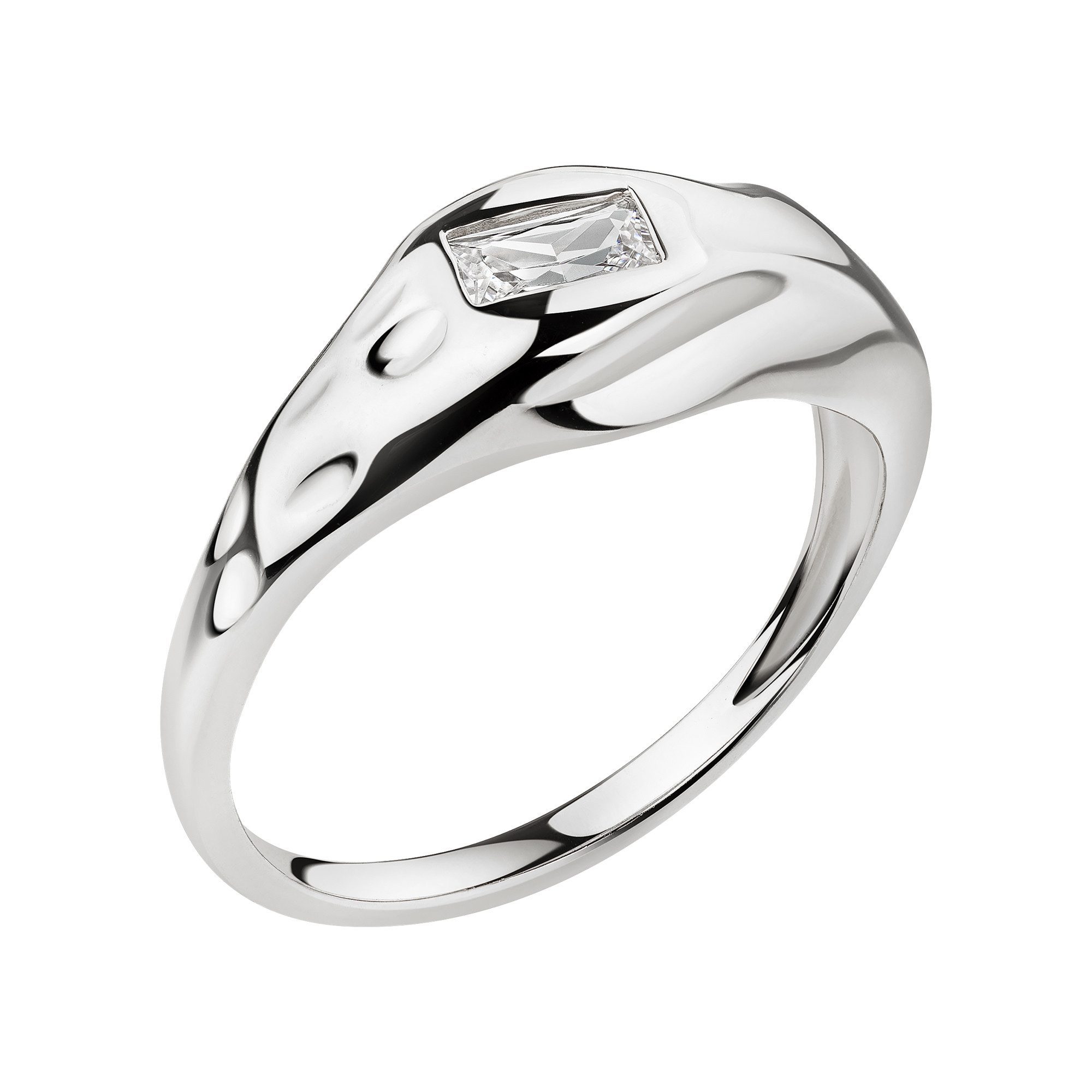 CAÏ Fingerring Silber 925 rhodiniert mit weißem Baguette-Zirkonia