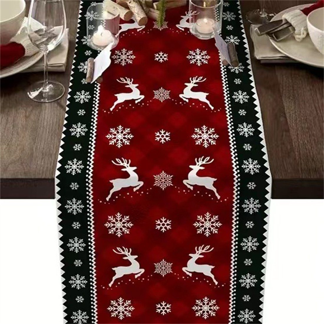 DÖRÖY Tischläufer Weihnachten Leinen drucken Tabelle Flagge, Tabelle Urlaub Dekoration