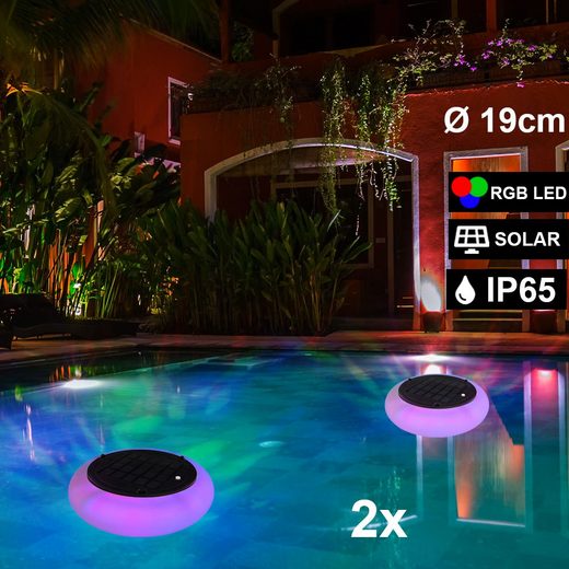 LED Dekolicht, 2er Set RGB LED Solar Leuchten