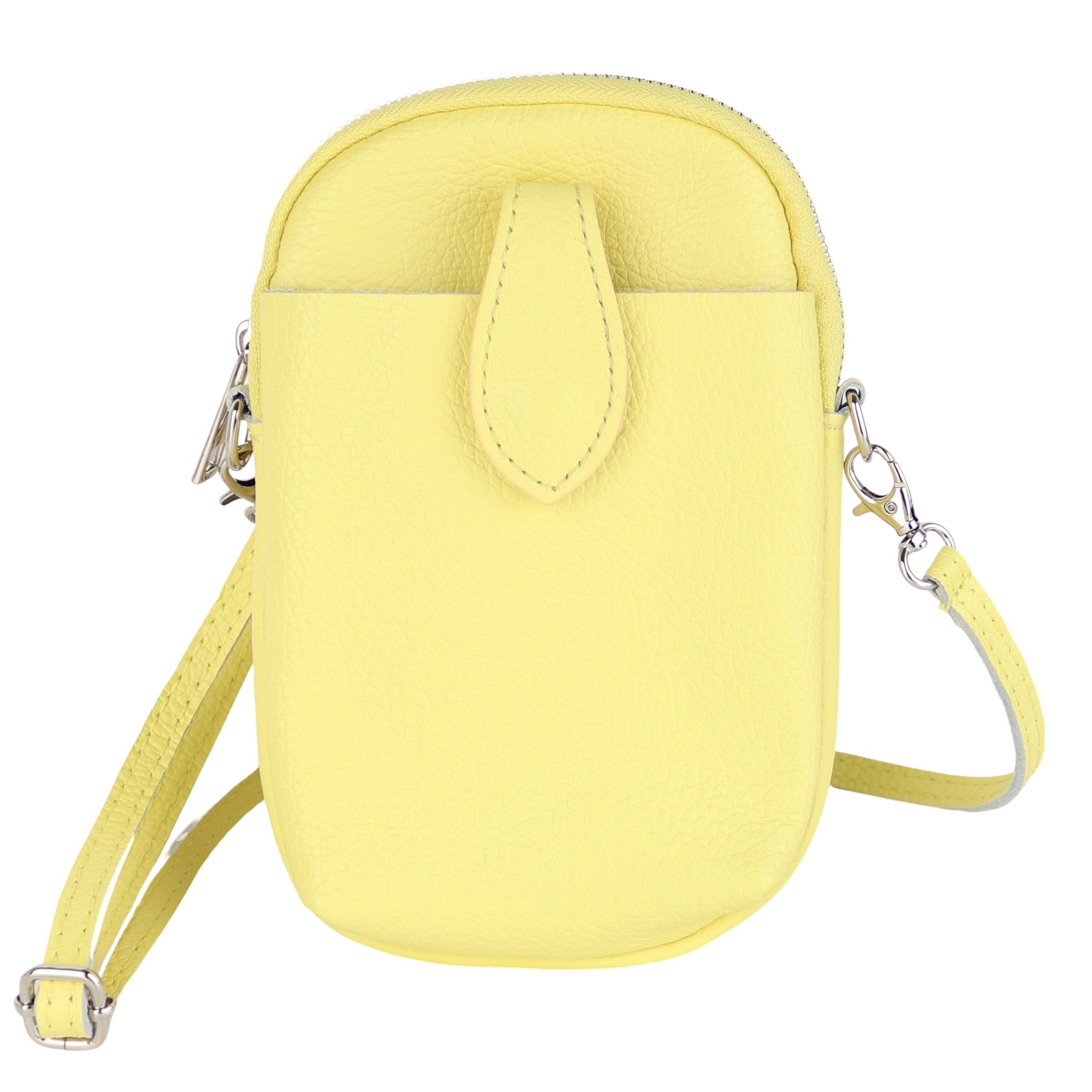 MIRROSI Handytasche Damen Kleine Umhängetasche aus Echtleder Made in Itlay (ca. 14x21x3cm), Mini Handytasche zum Umhängen, Handy Tasche