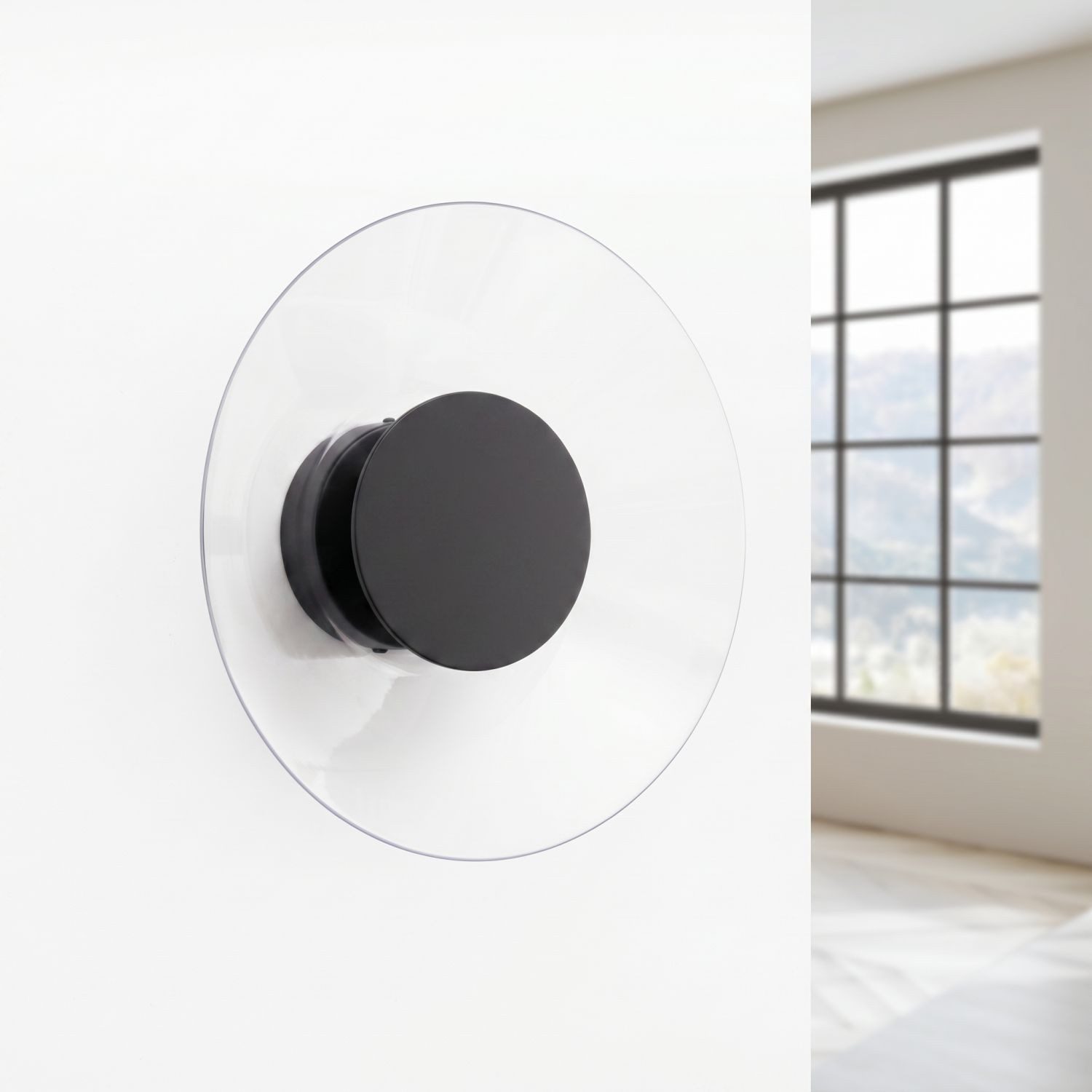 Licht-Erlebnisse Wandleuchte BARDI, LED fest integriert, Neutralweiß, LED Glas Metall Ø 28 cm Schwarz rund 4000 K 1186 lm Modern