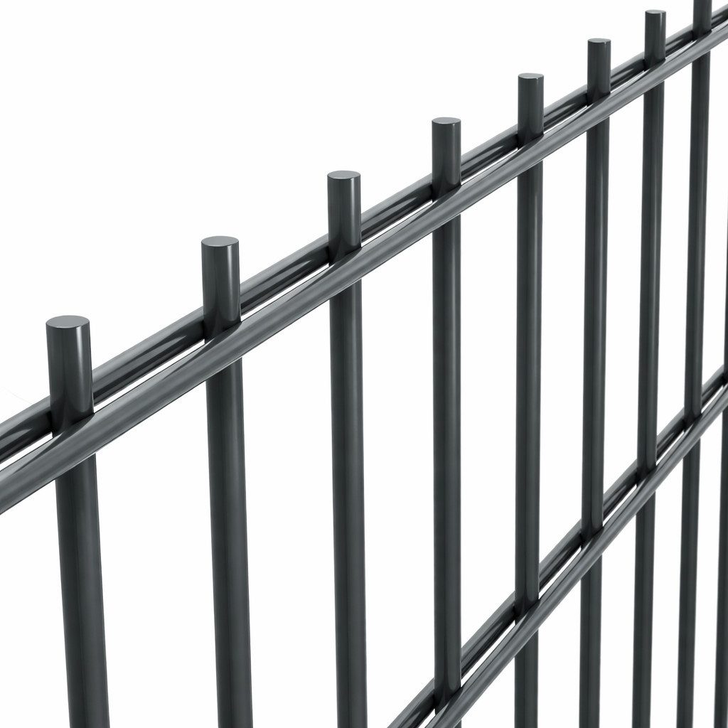 Terrasse2000 Metallzaun Doppelstabmattenzaun 8/6/8 mit Pfosten im Komplettset