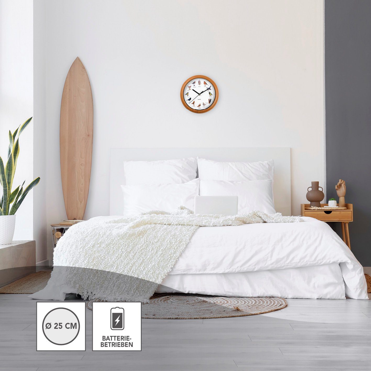 EASYmaxx Wanduhr mit 12 Singvogelgesang mit naturgetreuen Vogelmotiven (Aut günstig online kaufen