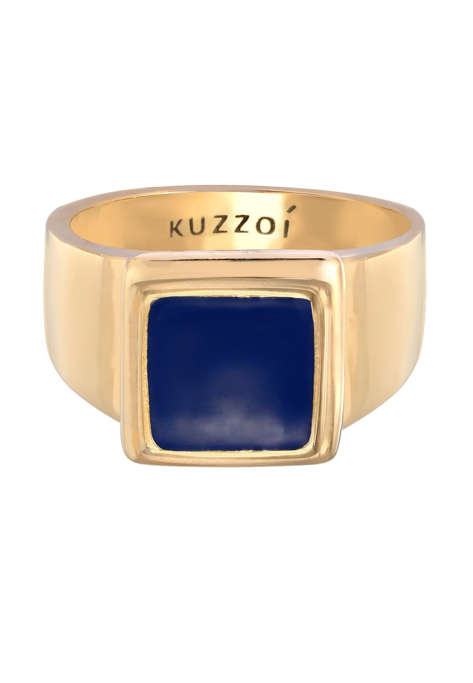 Kuzzoi Siegelring Siegelring Quadrat Emaille Silber Gold 925