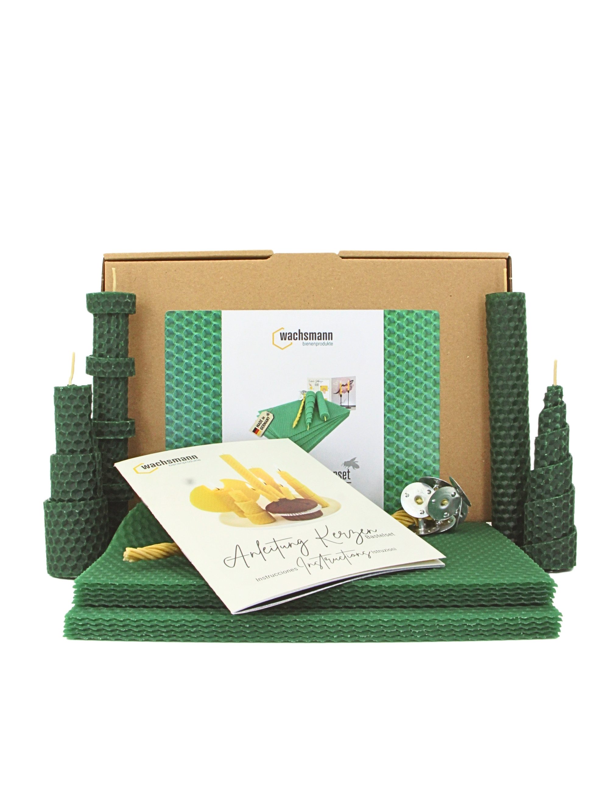 Wachsmann Bienenprodukte Bienenwachskerze Bastelset für Erwachsene, 10 Bienenwachsplatten (aus Deutschland, mit Hanfdochten für 10 Kerzen), 100 % reines Bienenwachs