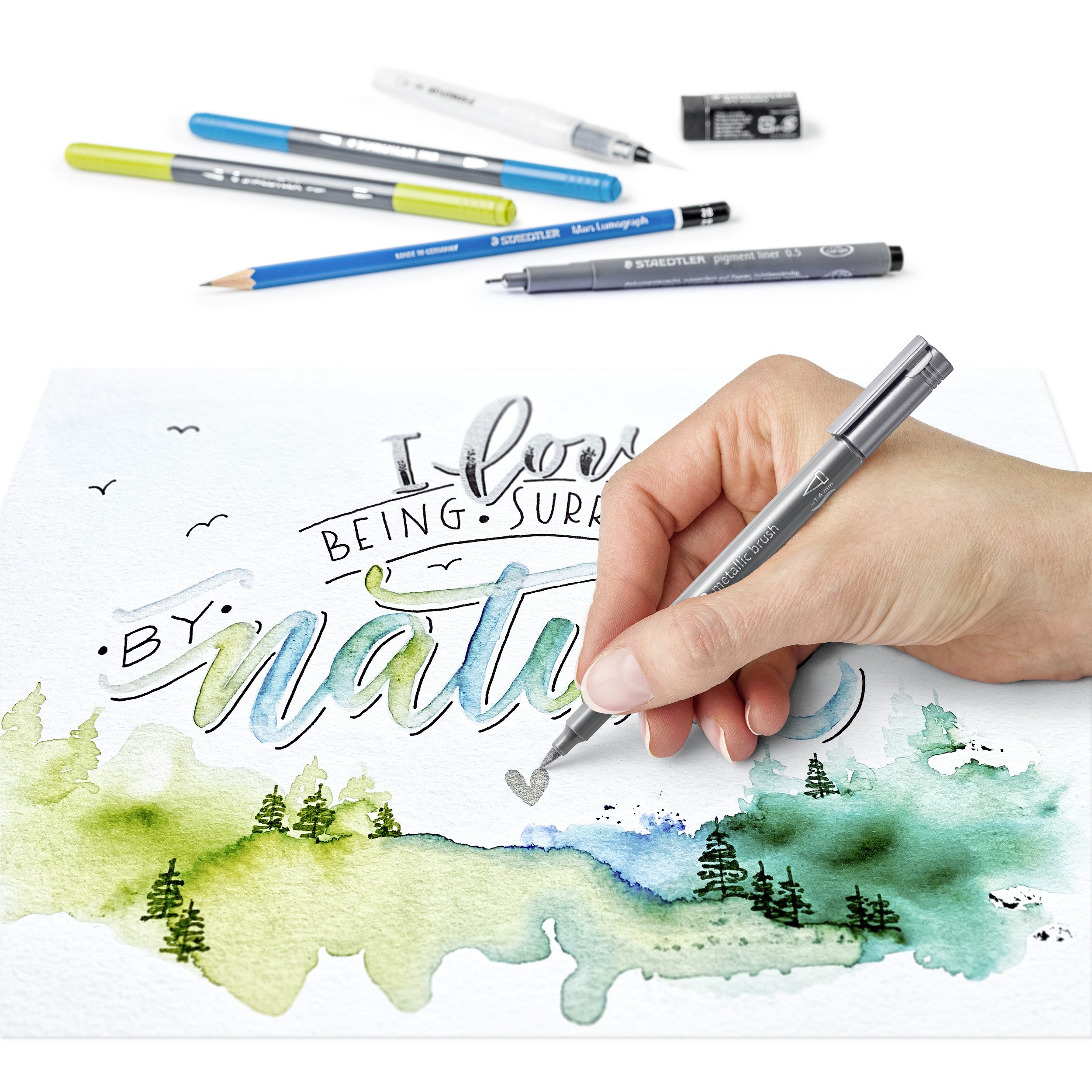 STAEDTLER Kugelschreiber 3001-2 STAEDTLER Aquarell- & Handlettering-Set Watercolor
