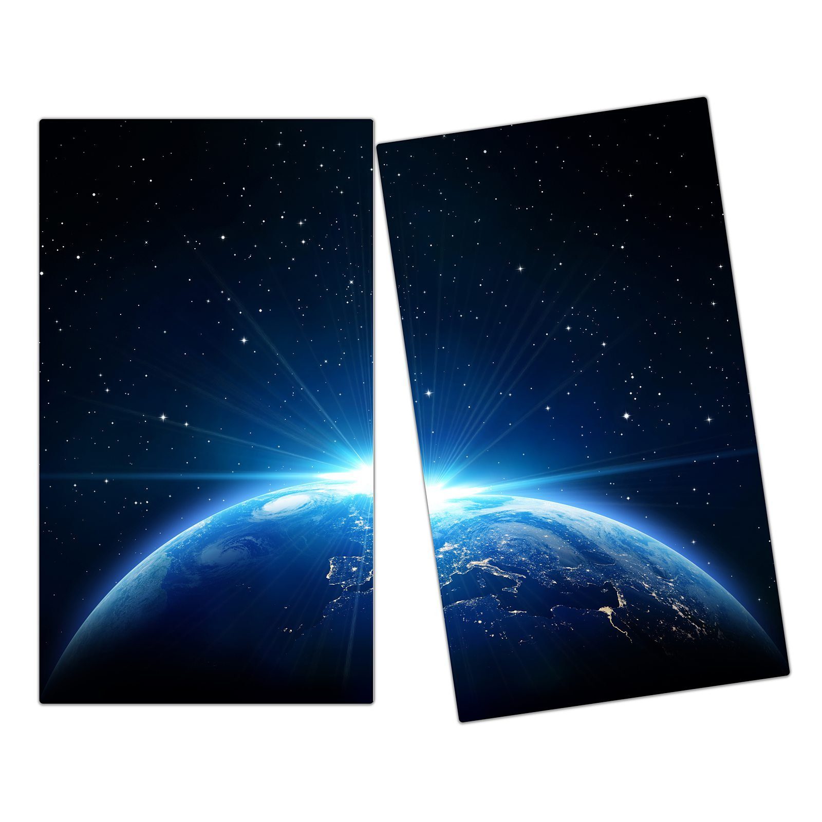 Primedeco Herd-Abdeckplatte Herdabdeckplatte Spritzschutz aus Glas Planet Erde vom Weltraum aus, Glas, (2 tlg) | Herdabdeckplatten