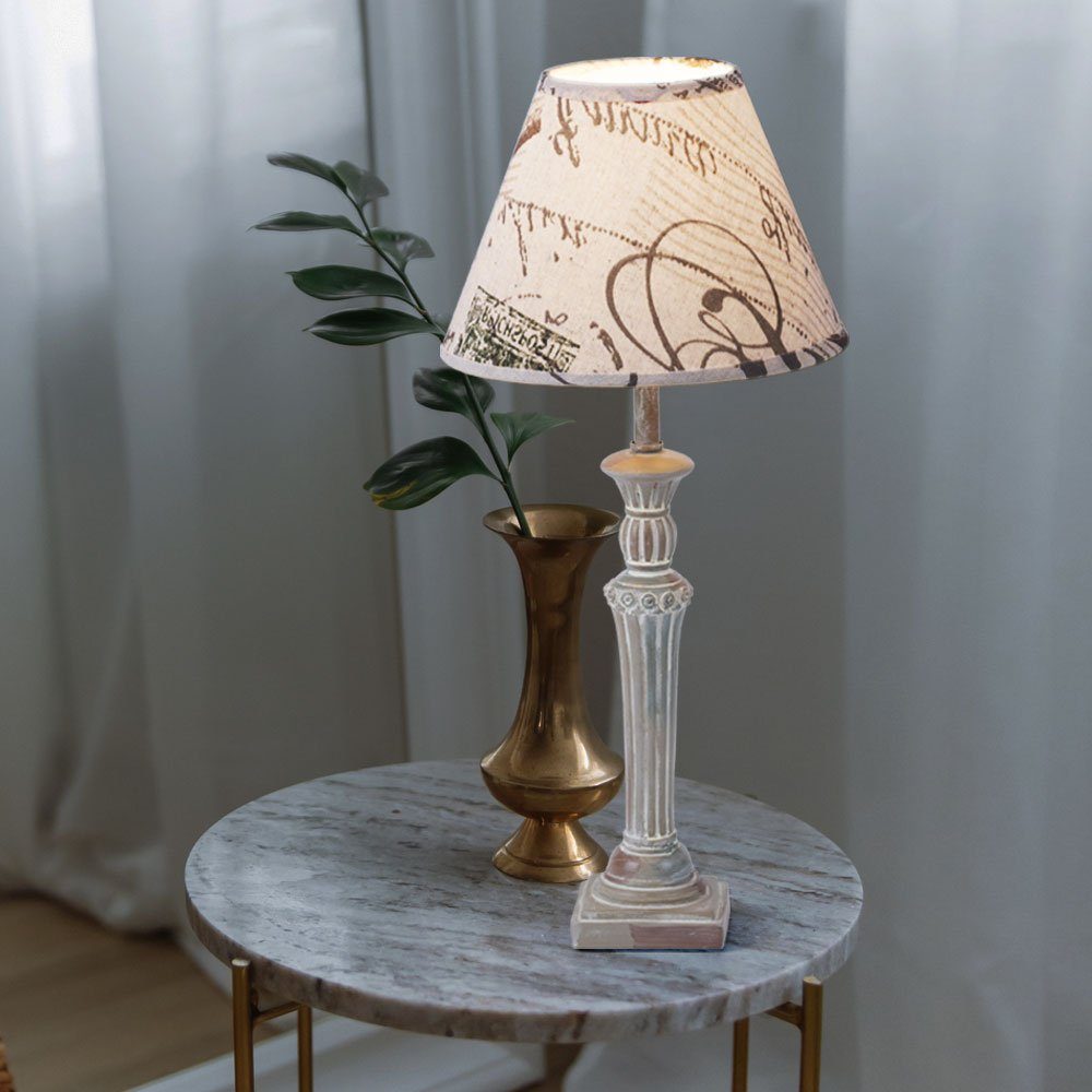 Beistell etc-shop inklusive, Warmweiß, Leuchtmittel LED Paris Wohn Textil Leuchte Lampe Design Zimmer im- Tisch Tischleuchte, beige