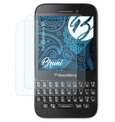 Bruni Schutzfolie Glasklare Displayschutzfolie für Blackberry Q5, (2 Folien), praktisch unsichtbar