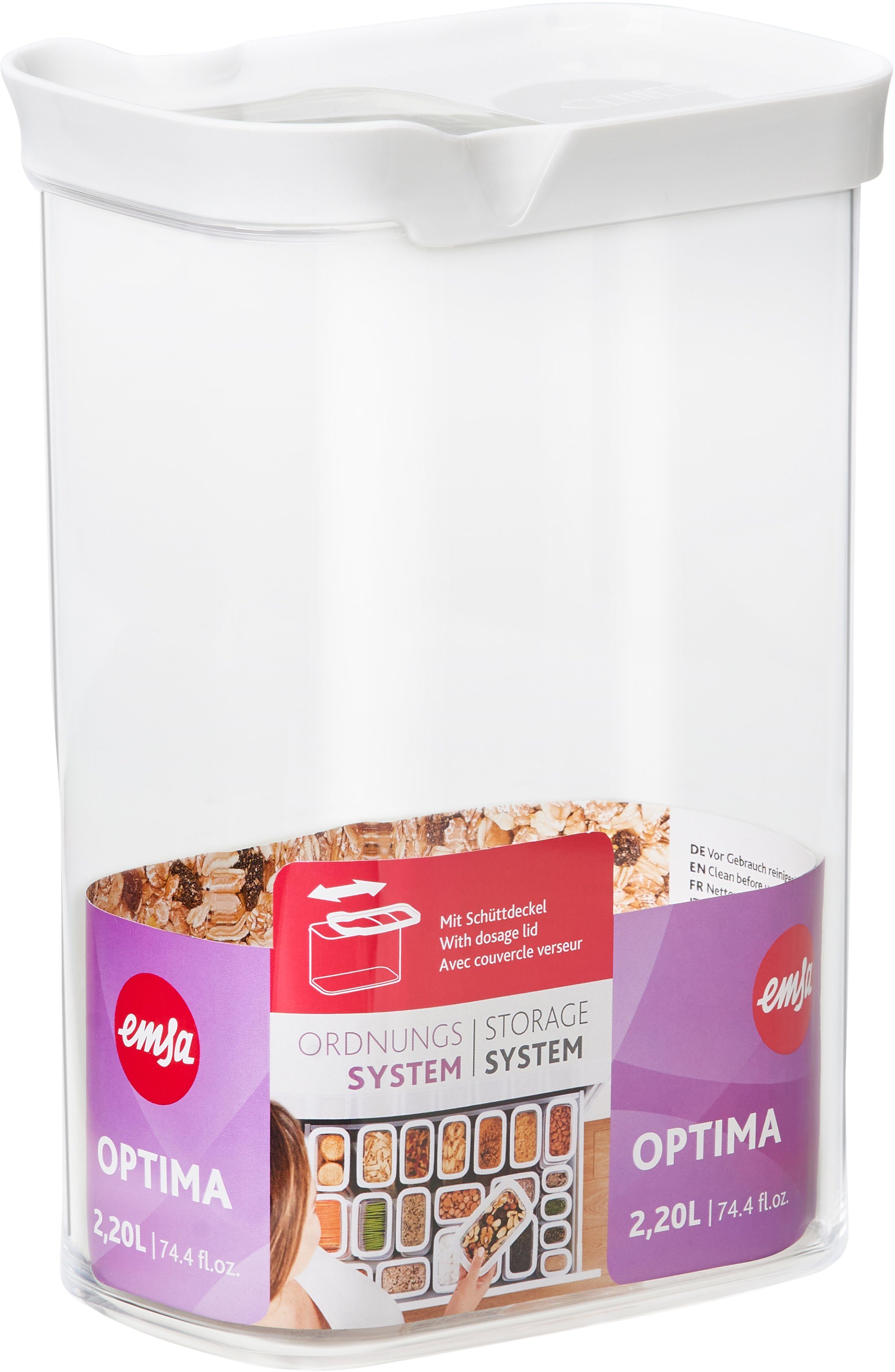 Emsa Vorratsdose N11424, Kunststoff, (1-tlg), Schiebedeckel, zum Portionieren, hygienisch, 2,2 L