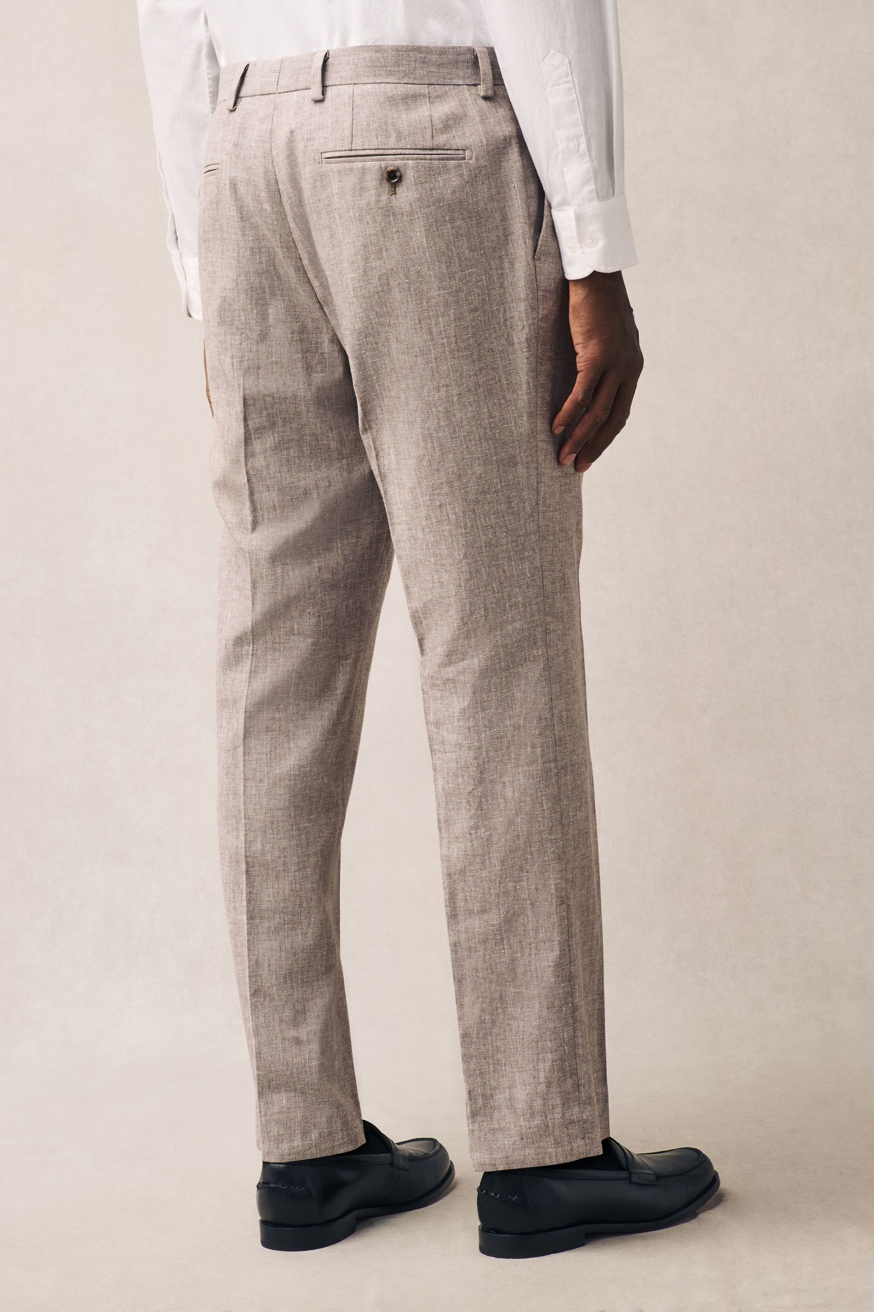 Next Anzughose Tailored Fit Anzughose mit Streifen aus Leinenmix (1-tlg)