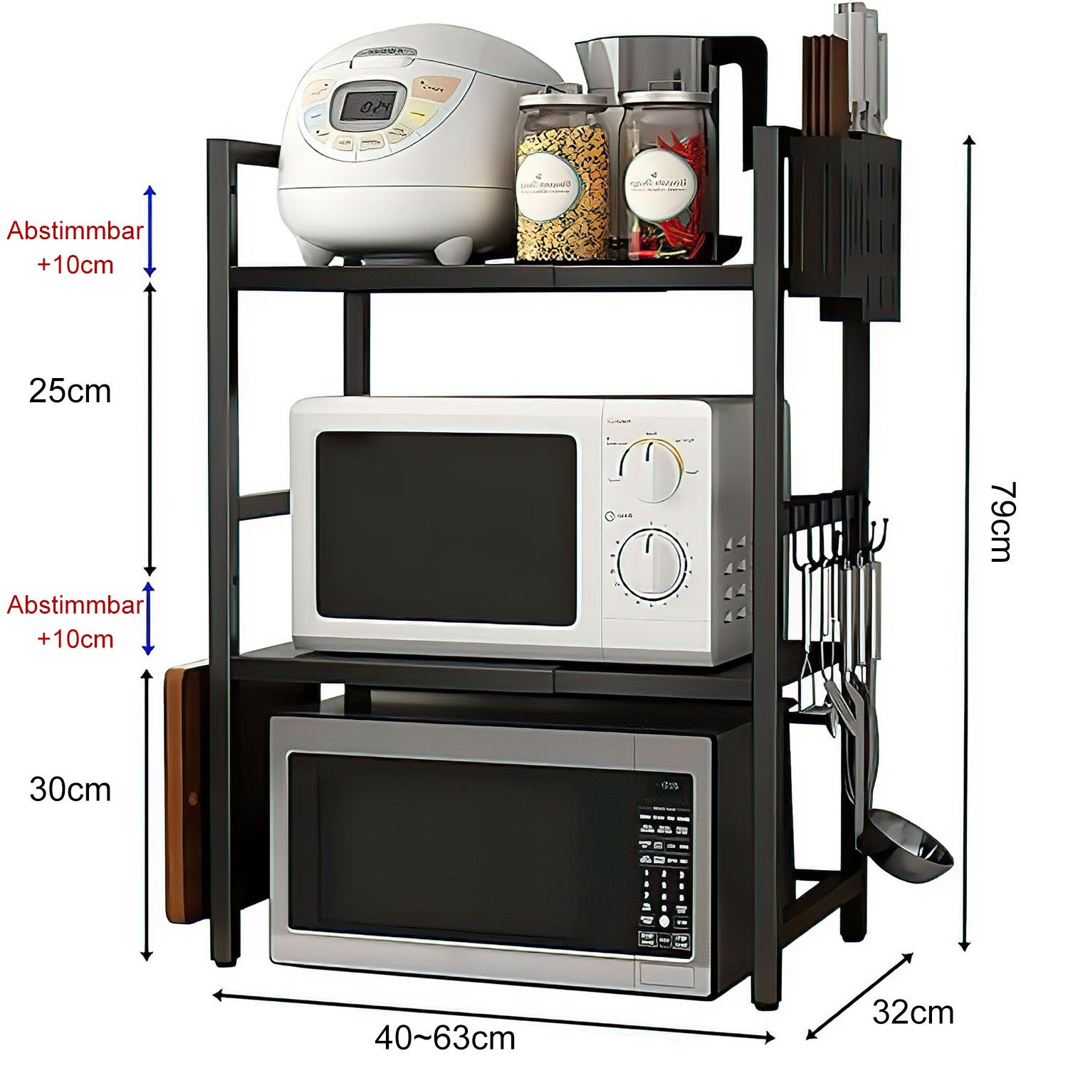 SURFOU Standregal Mikrowellen Regal 3-stufiges Mikrowellenständer Erweiterb günstig online kaufen
