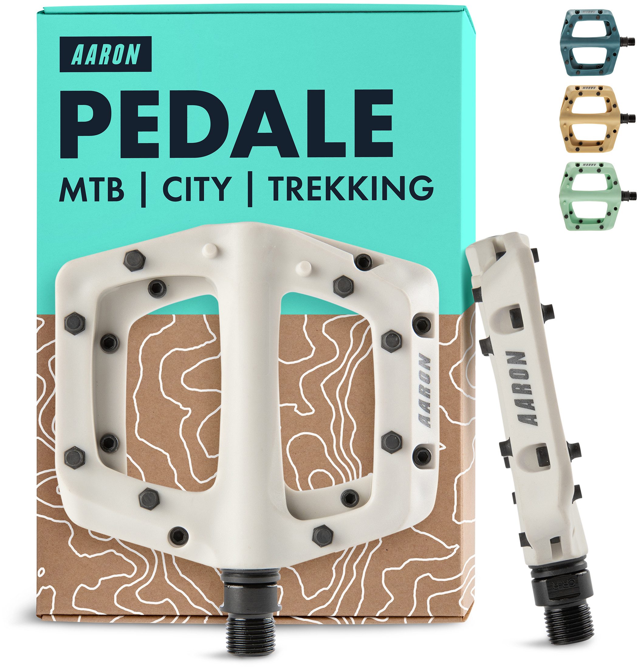 AARON Fahrradpedale Dirt MTB Pedale Ultraleicht Nylon mit austauschbaren Pins 9/16"