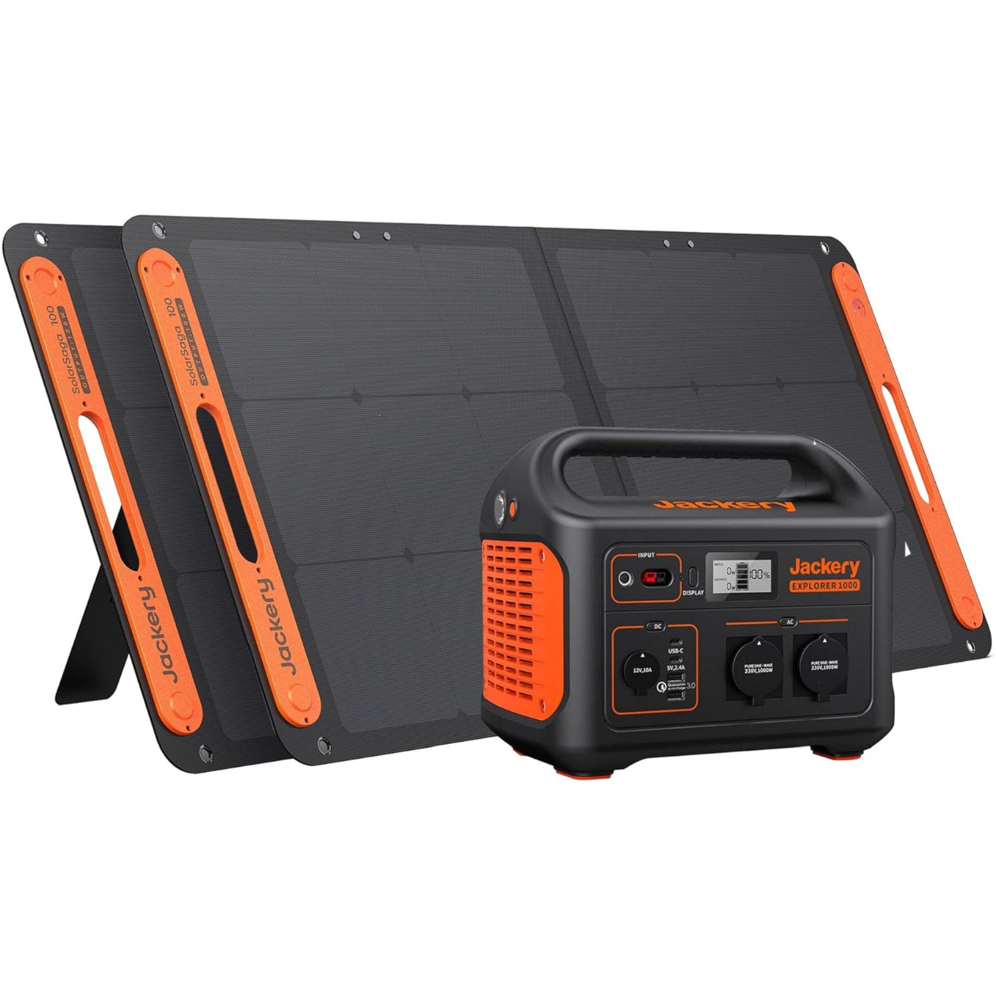 Jackery Stromgenerator Solargenerator 1000,1002WH Tragbare Powerstation mit 2*100W Solarpanel, 2,00 in kW, (2-tlg), für Camping Outdoor