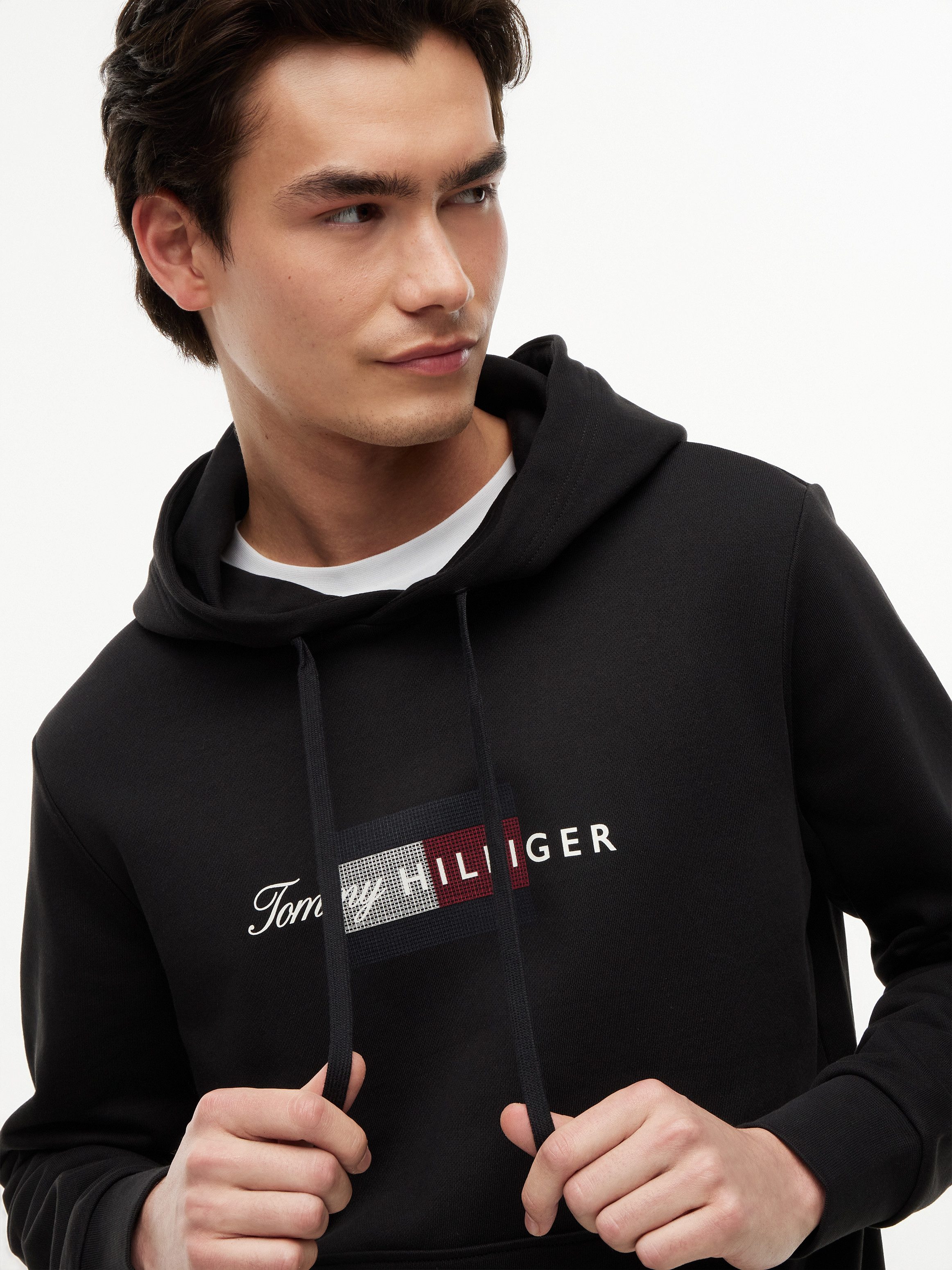 Tommy Hilfiger Hoodie SCRIPT FLAG HOODIE mit Flag-Grafik und Tunnelzug