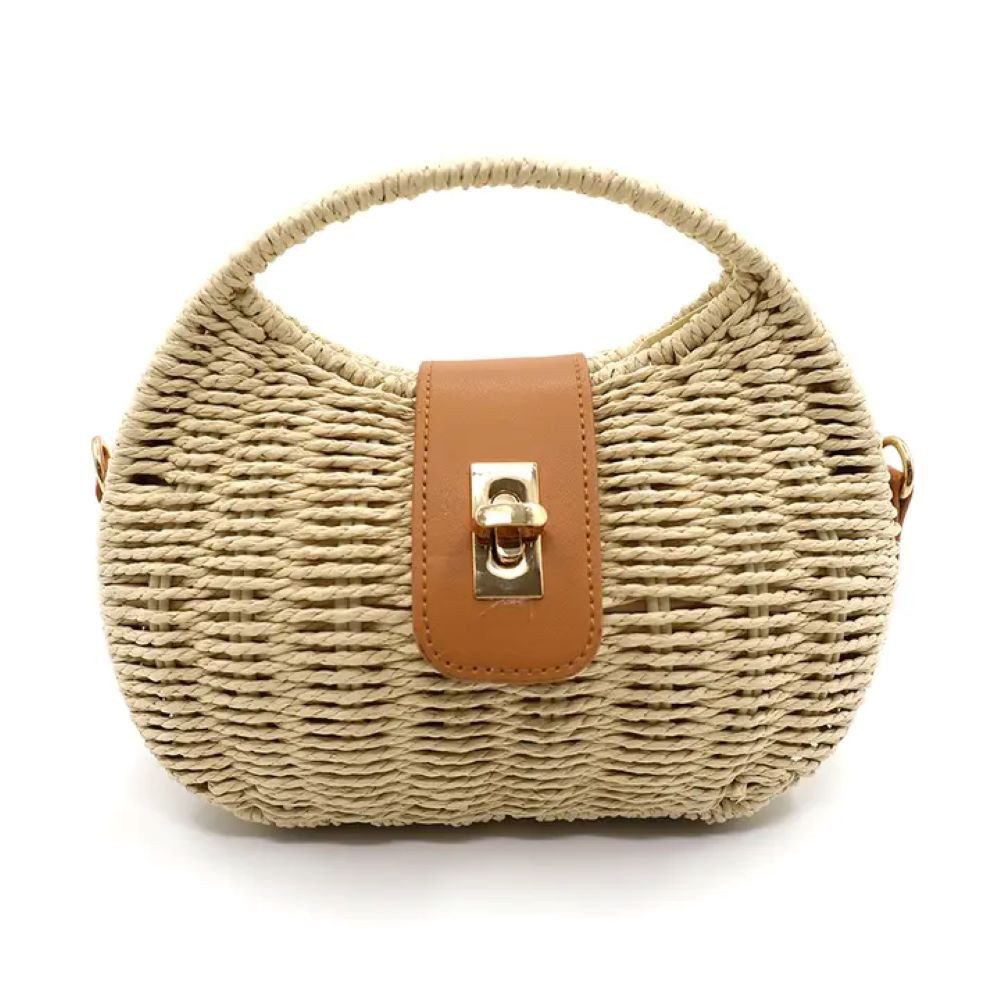 Marina Galanti Schultertasche Geflochtene Schultertasche mit dekorativem Verschluss, Hochwertige Verarbeitung und ansprechendes, zeitloses Design