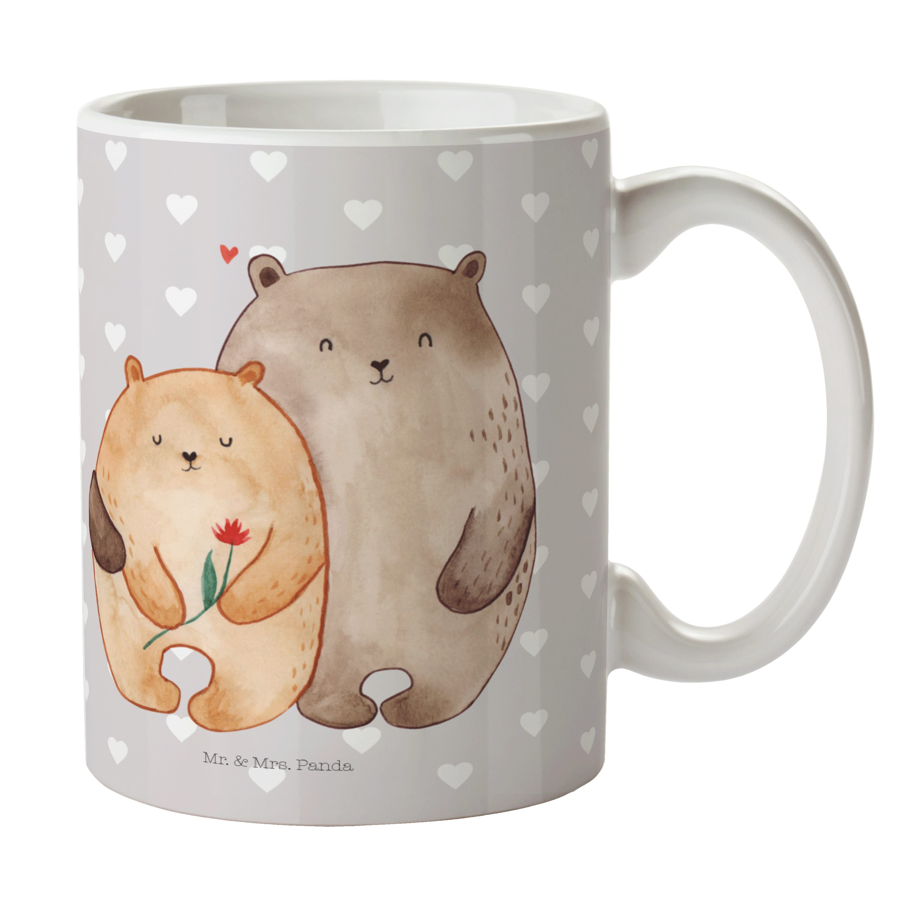 Mr. & Mrs. Panda Tasse Bären Liebe - Grau Pastell - Geschenk, Ehemann, verknallt, Kaffeebech, Keramik