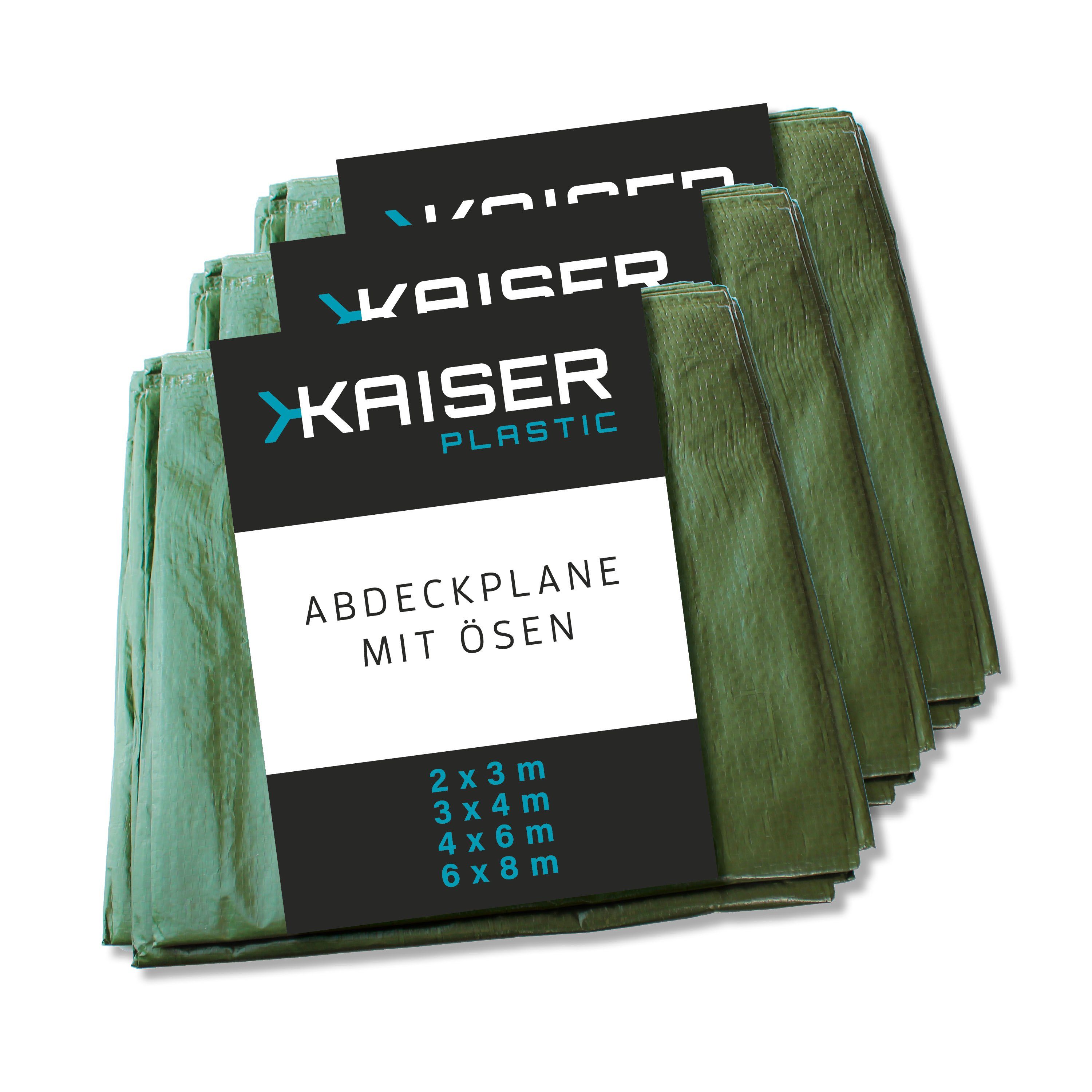 Kaiser plastic Schutzplane Abdeckplane mit Ösen, Extra Robust, 120g/m2 Gewebeplane, wasserdicht - UV-beständig