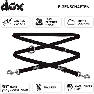 DDOXX Hundeleine Hundeleine Nylon, 3fach verstellbar, 2m, Schlepp-Führ-Leine Schwarz